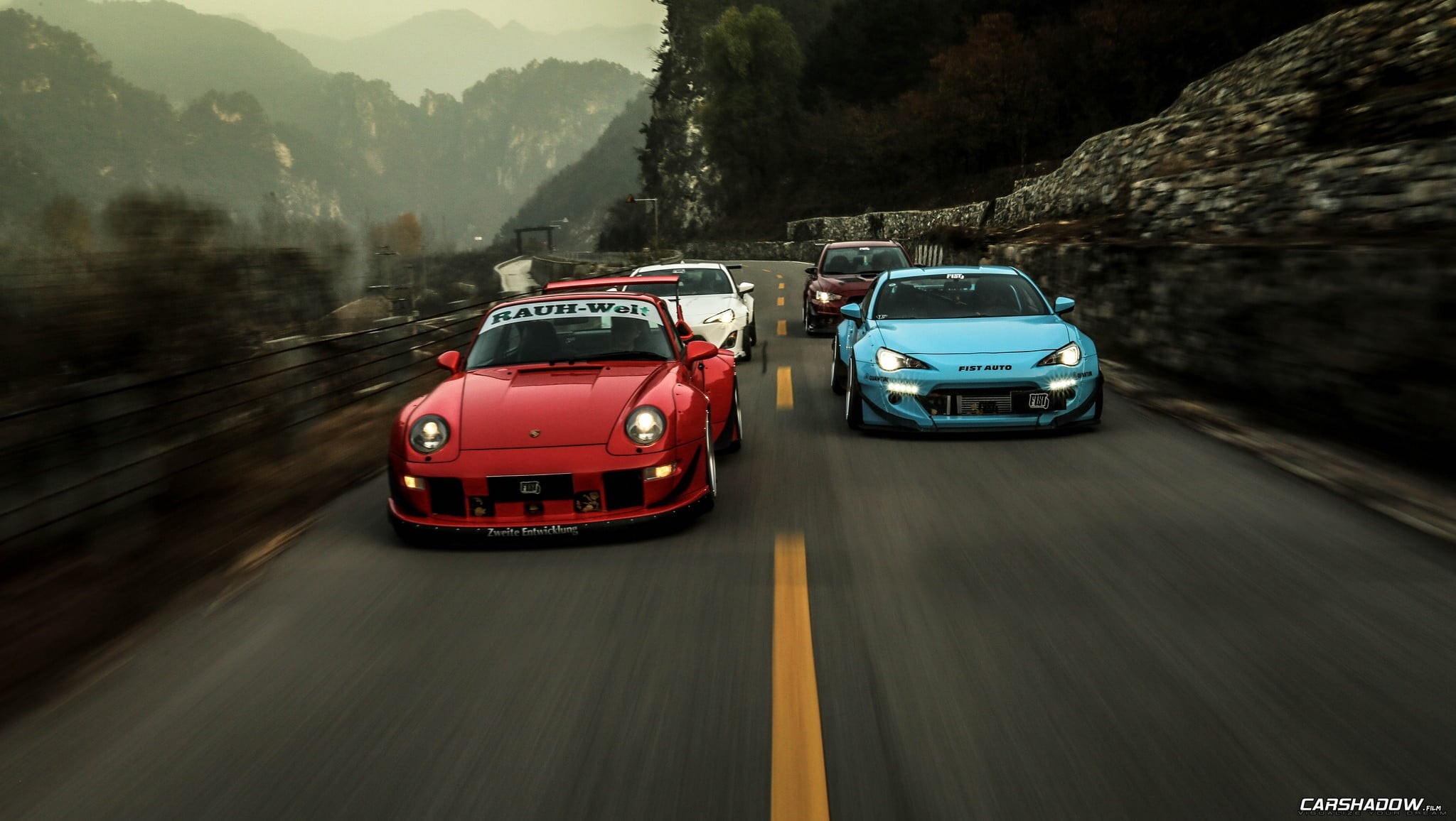 motor vehicle, Porsche, marking, no people, cars, city, Subaru BRZ, land vehicle, blue, motion, 1080P, road, road trip, blurred motion, Rocket Bunny, speed, HD Wallpaper