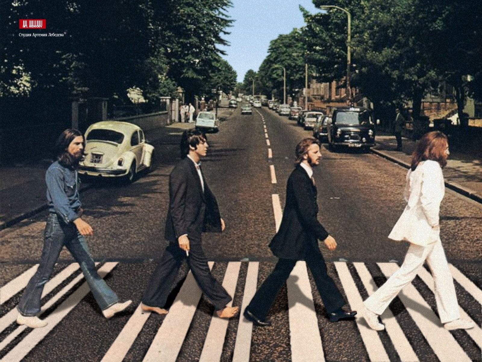 road, street, plant, walking, outdoors, car, city, group of people, symbol, real people, road marking, beatles, mode of transportation, 720P, tree, motor vehicle, HD Wallpaper