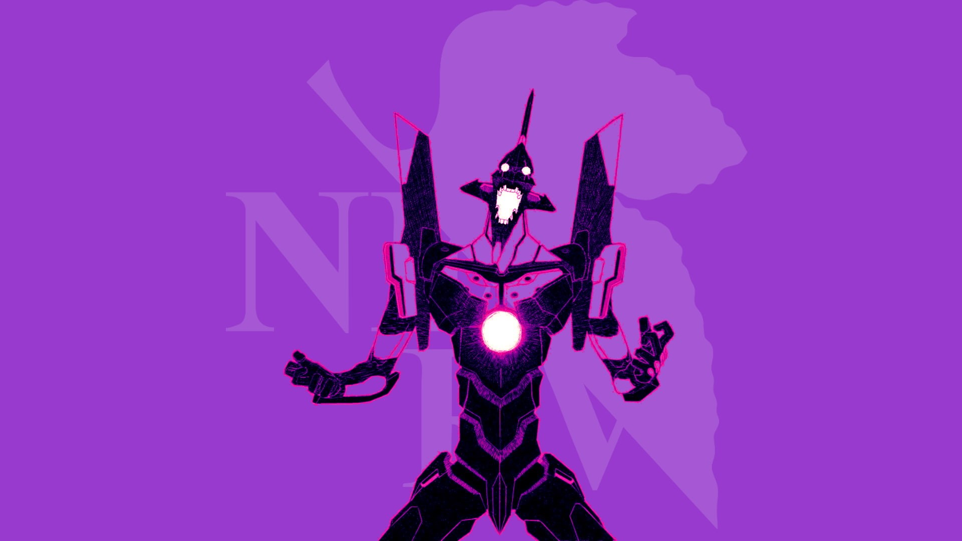 anime, EVA Unit 01, 1080P, Neon Genesis Evangelion, purple background, HD Wallpaper