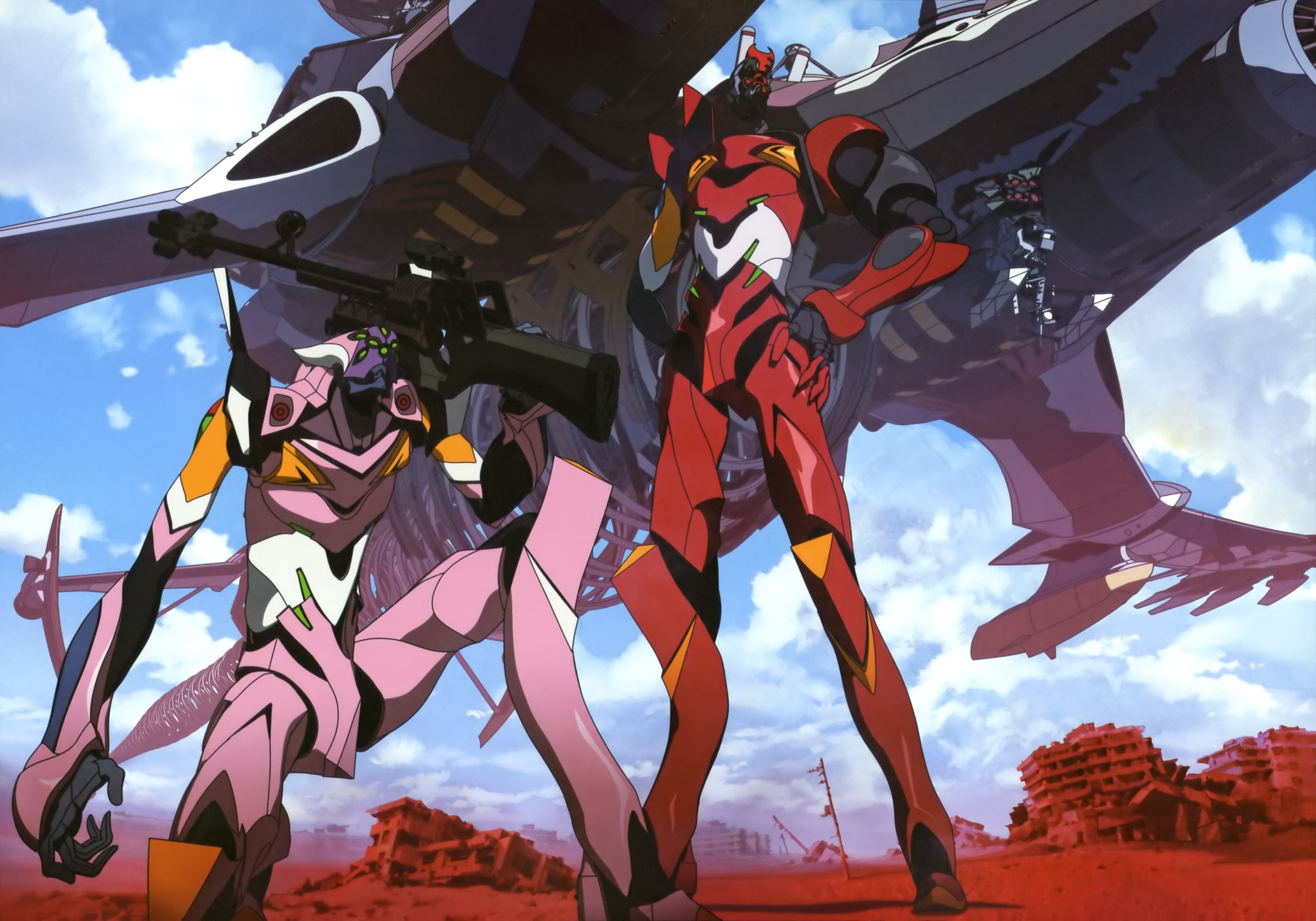 multi colored, anime, travel, focus on foreground, art and craft, sky, screenshot, cloud - sky, clothing, 2K, representation, day, Neon Genesis Evangelion, HD Wallpaper
