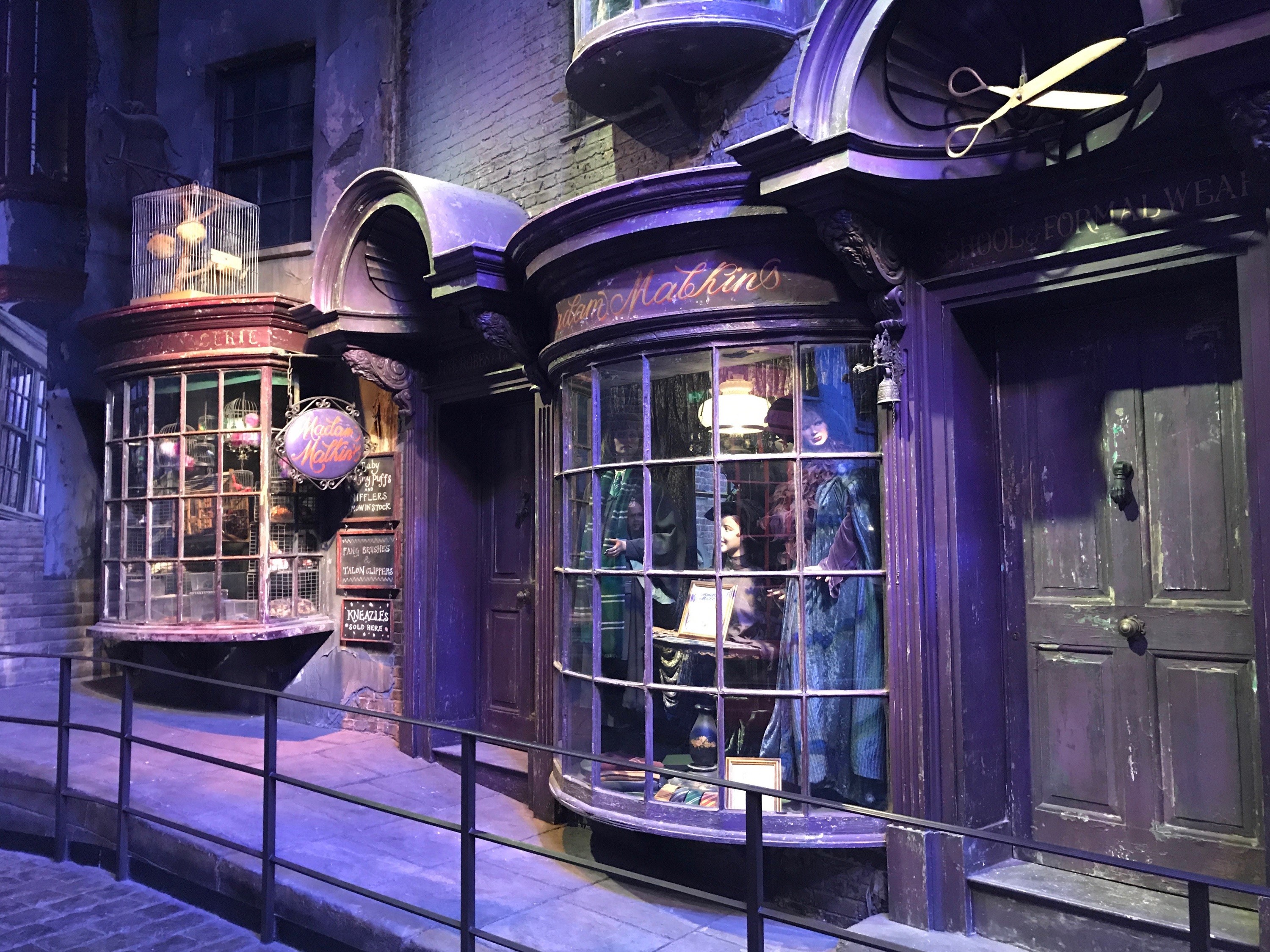 night, glass - material, transparent, reflection, storefront, illuminated, glowing, built structure, window, outdoors, harry potter, purple, rail, london, HD Wallpaper