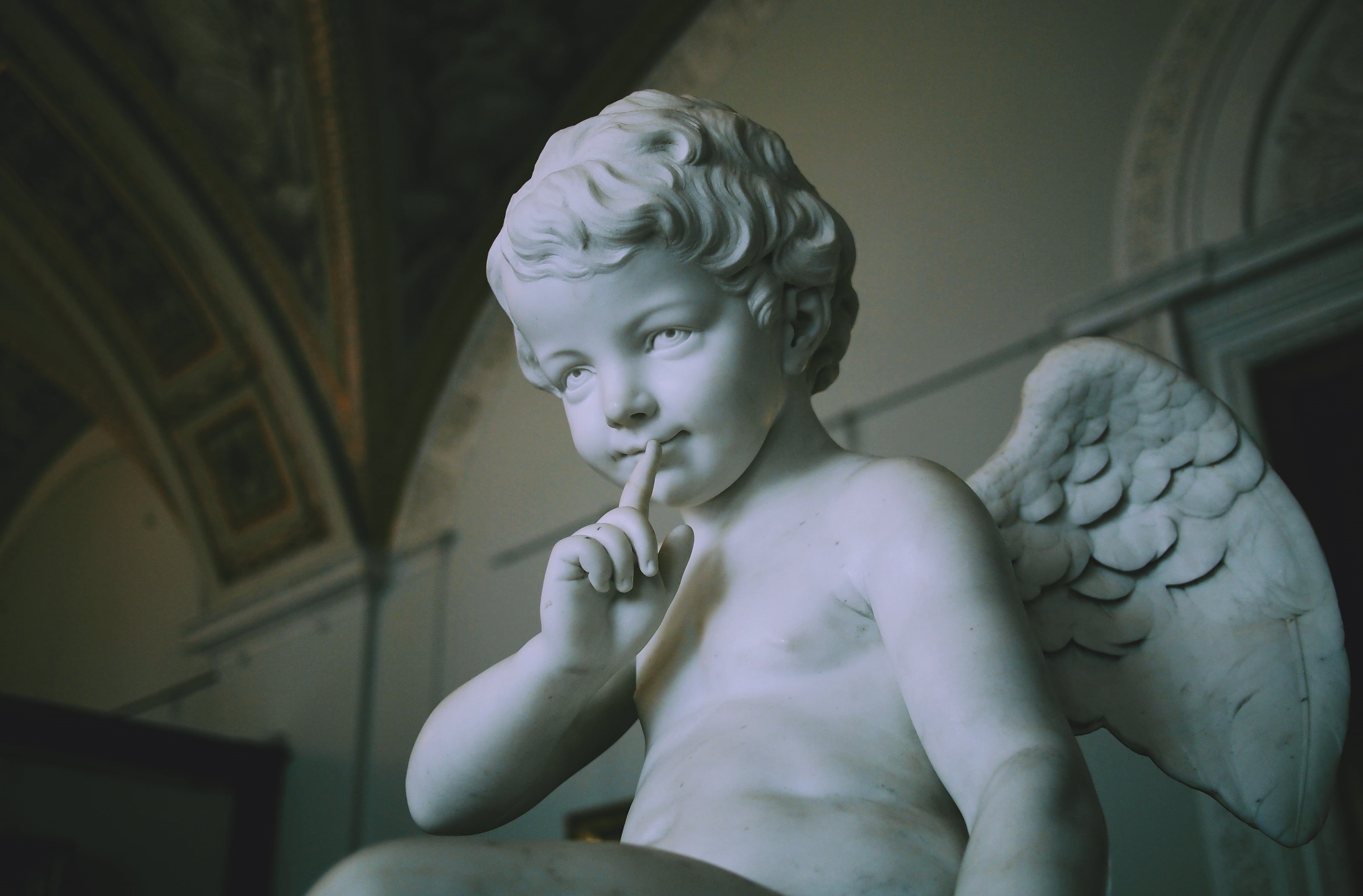 2K, cherub, spirit, boys, heaven, figure, angelic, classic sculpture, art classics, religion, art gallery, male likeness, christianity, representation, HD Wallpaper
