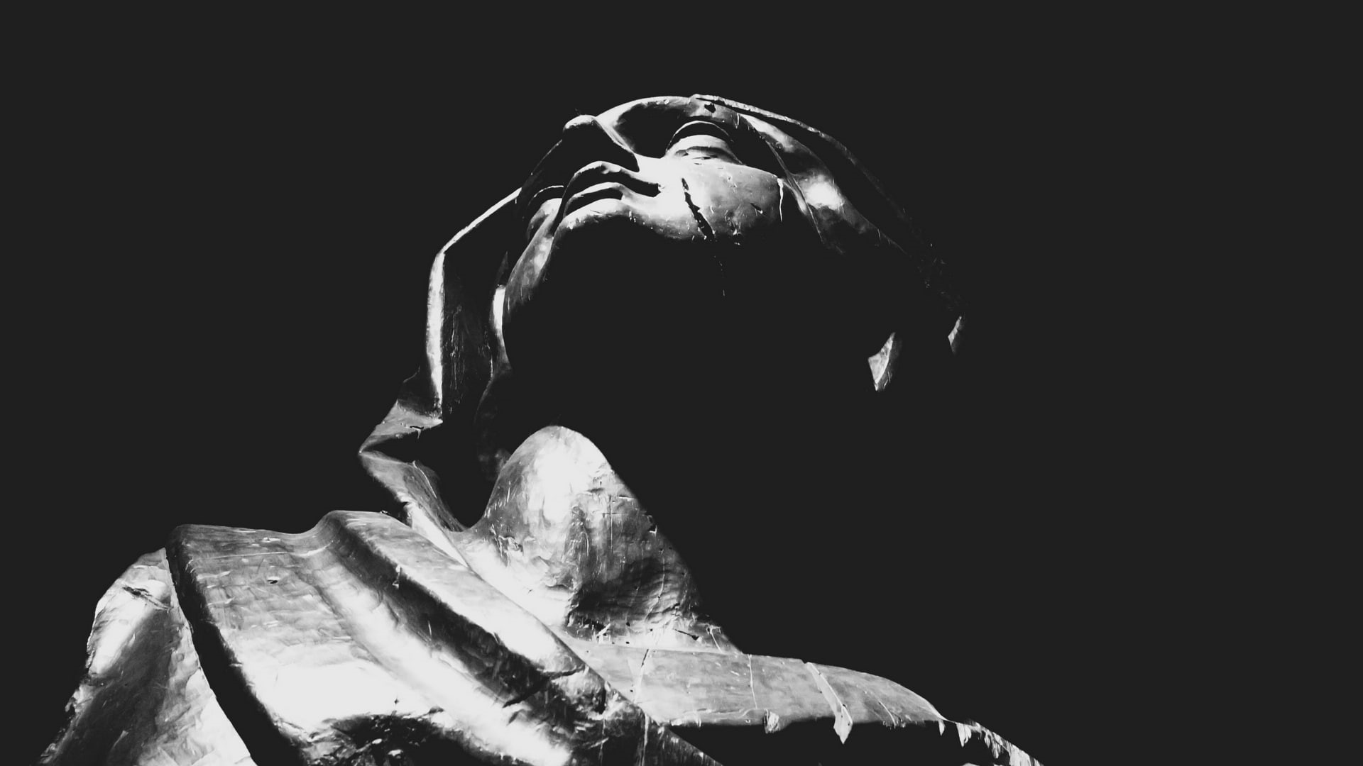 statue, 1080P, monochrome, dark, sculpture, HD Wallpaper