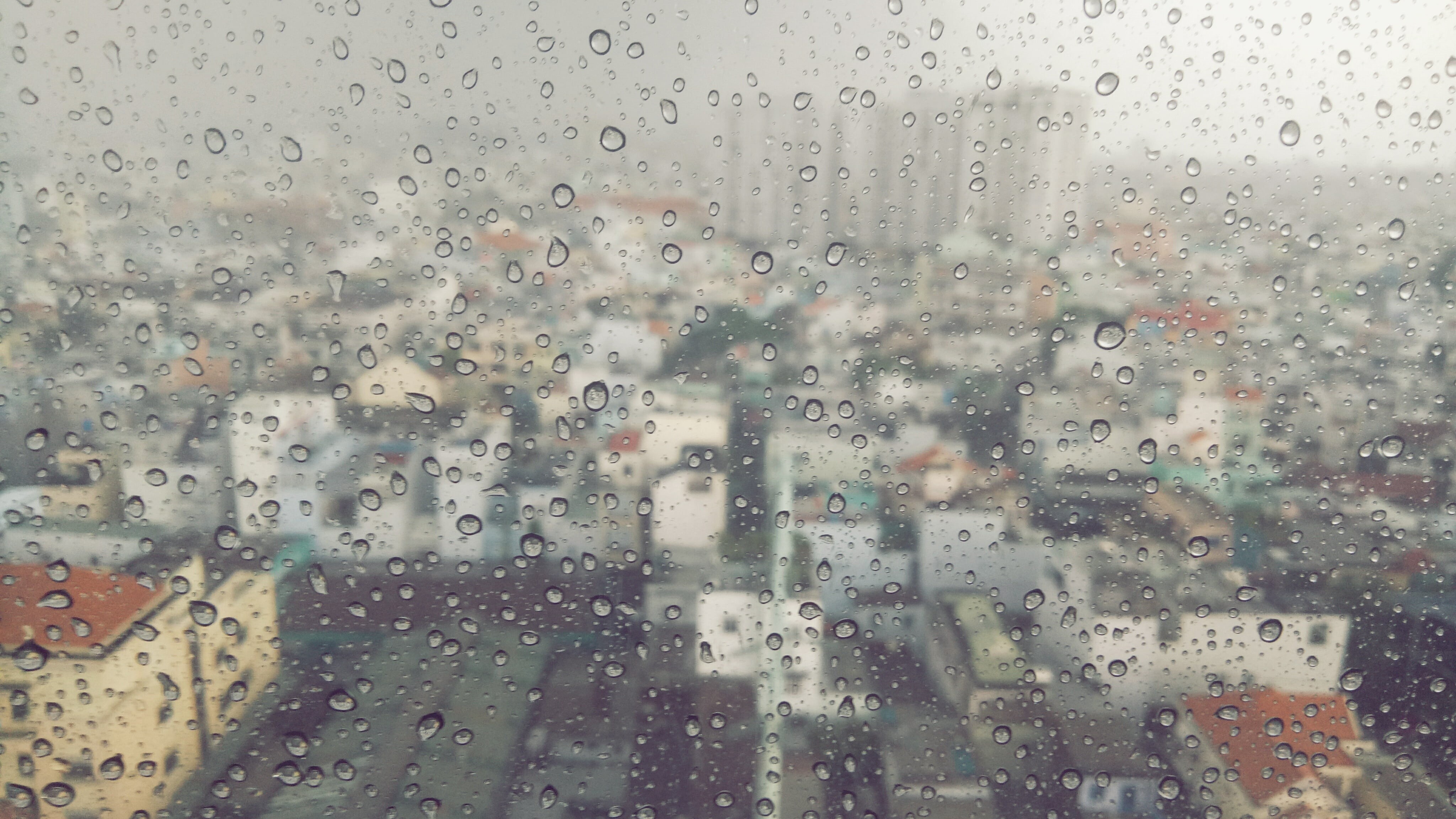 glass, indoors, rain, water, buildings, view, high, textured, backgrounds, no people, rise, full frame, wet, weather, transparent, glass - material, rainy, HD Wallpaper