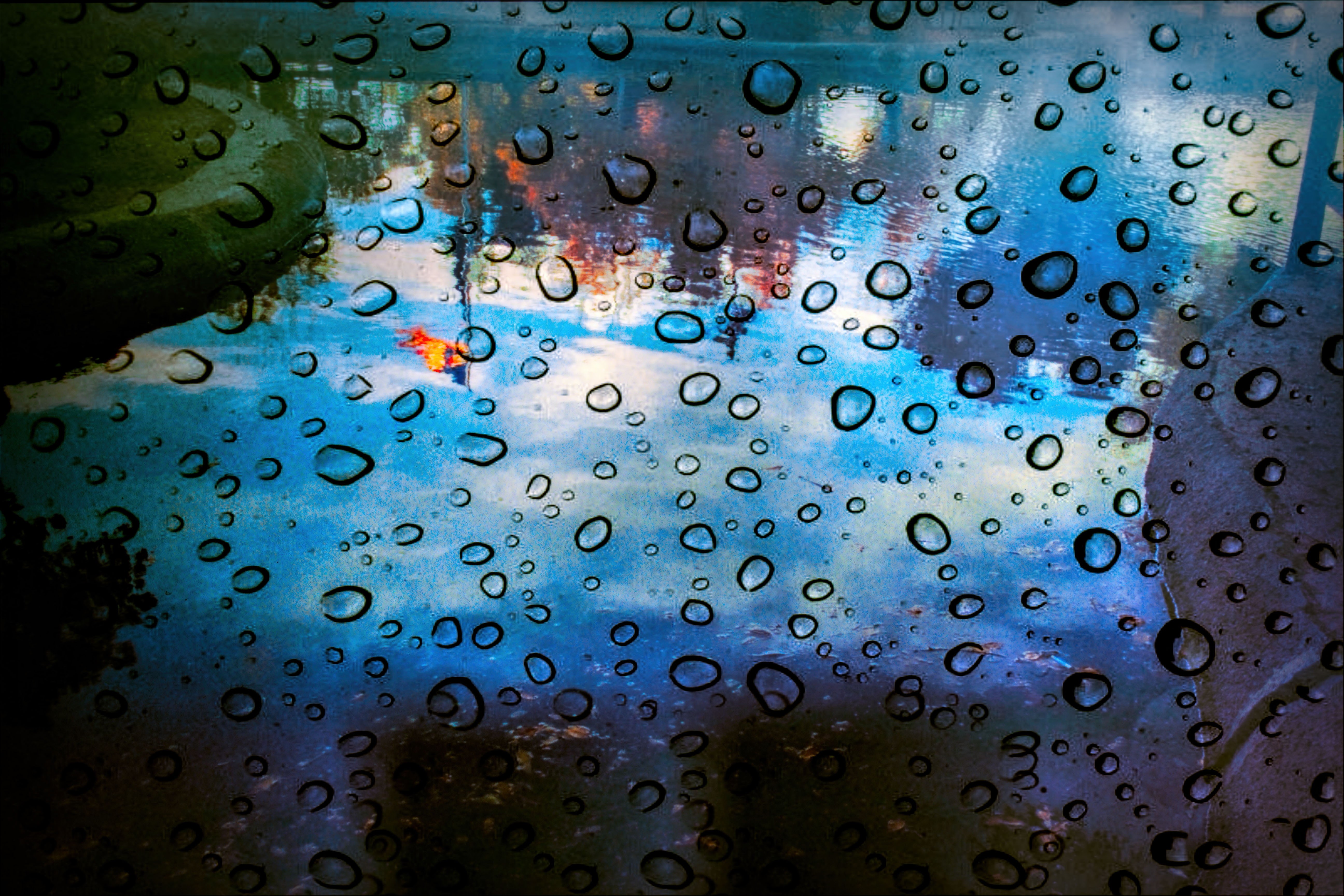 close-up, raindrop, nature, drop, close up, wet, weather, condensation, liquid, colorful, blue, beautiful, rain, landscape, water, raindrops, window, glass - Material, HD Wallpaper
