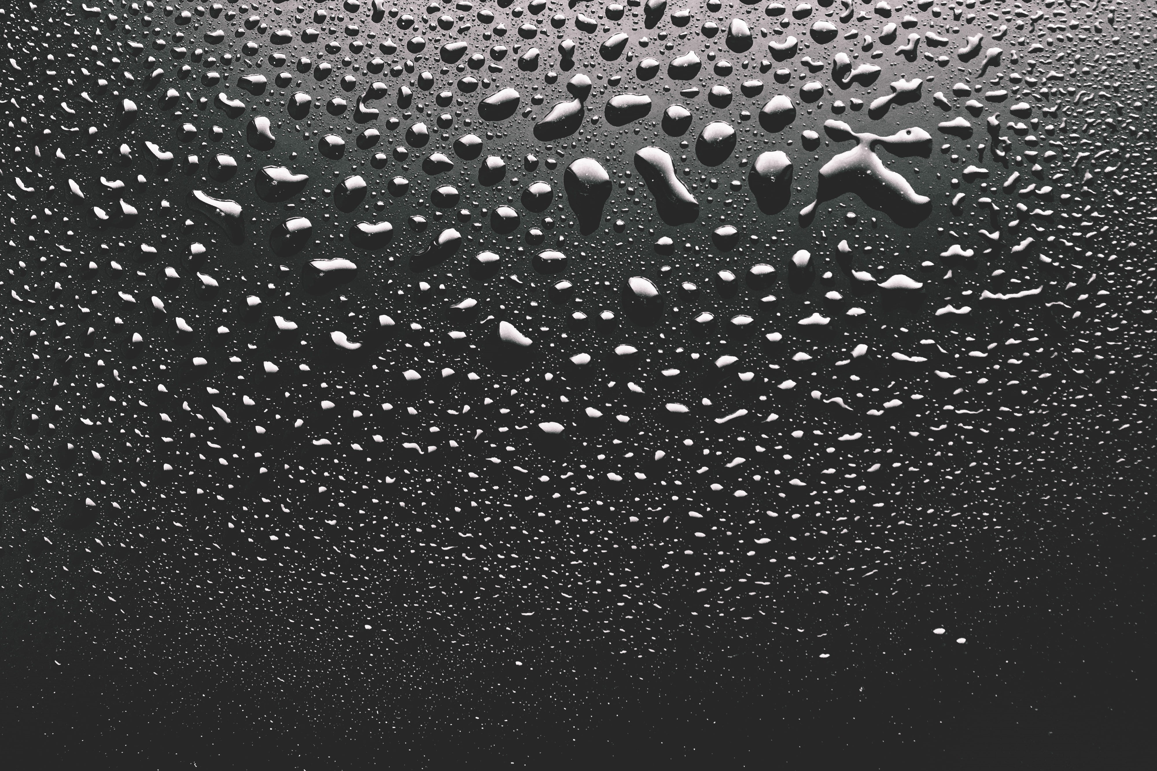 indoors, dew, reflection, textured, drops, 4K, cleaning, black color, nature, weather, high angle view, bubble, cold - Temperature, Water, raindrop, liquid, HD Wallpaper