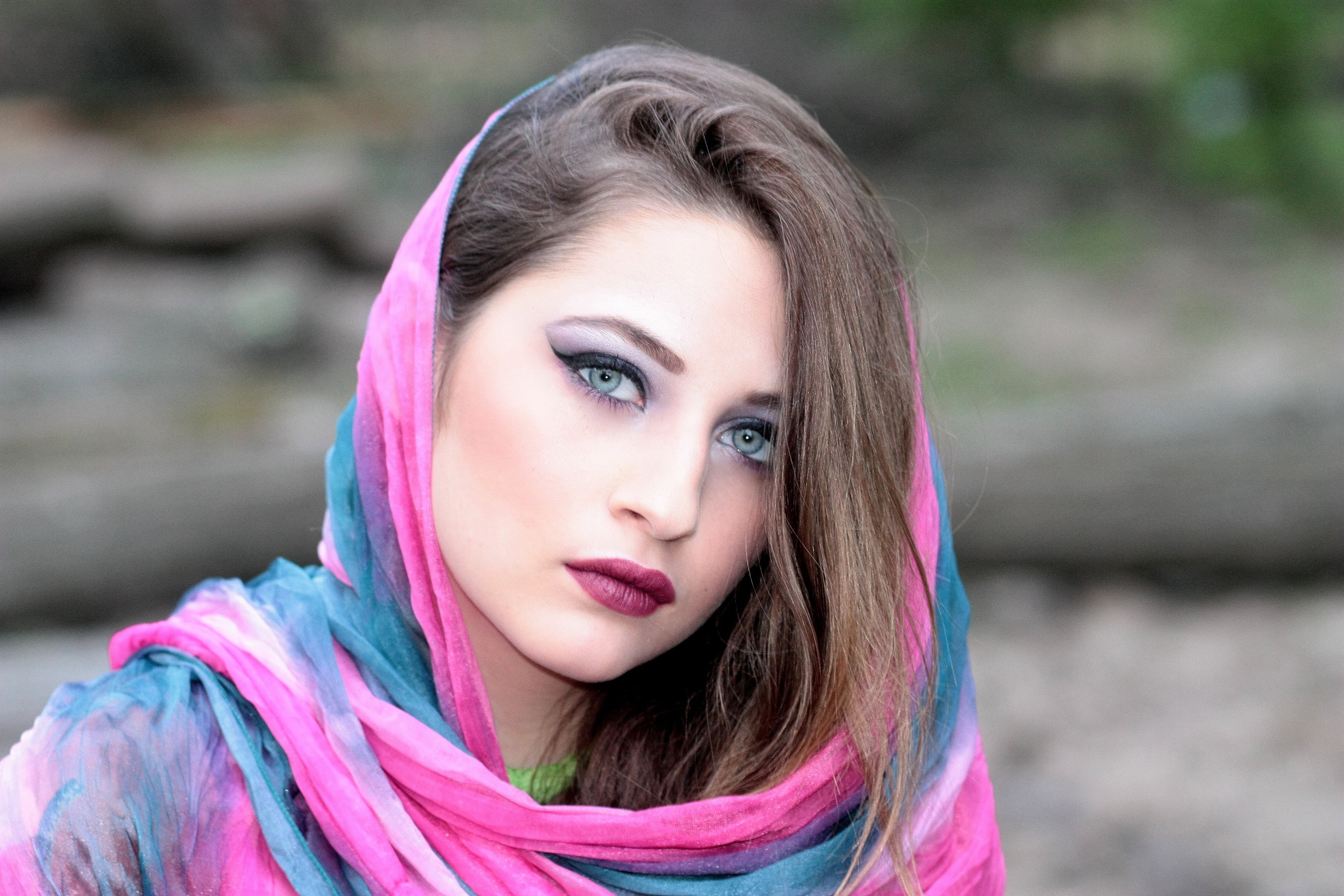 make-up, teenager, woman, headshot, pink color, young Adult, hijab, beautiful, caucasian Ethnicity, purple, front view, beautiful people, oriental, body part, HD Wallpaper