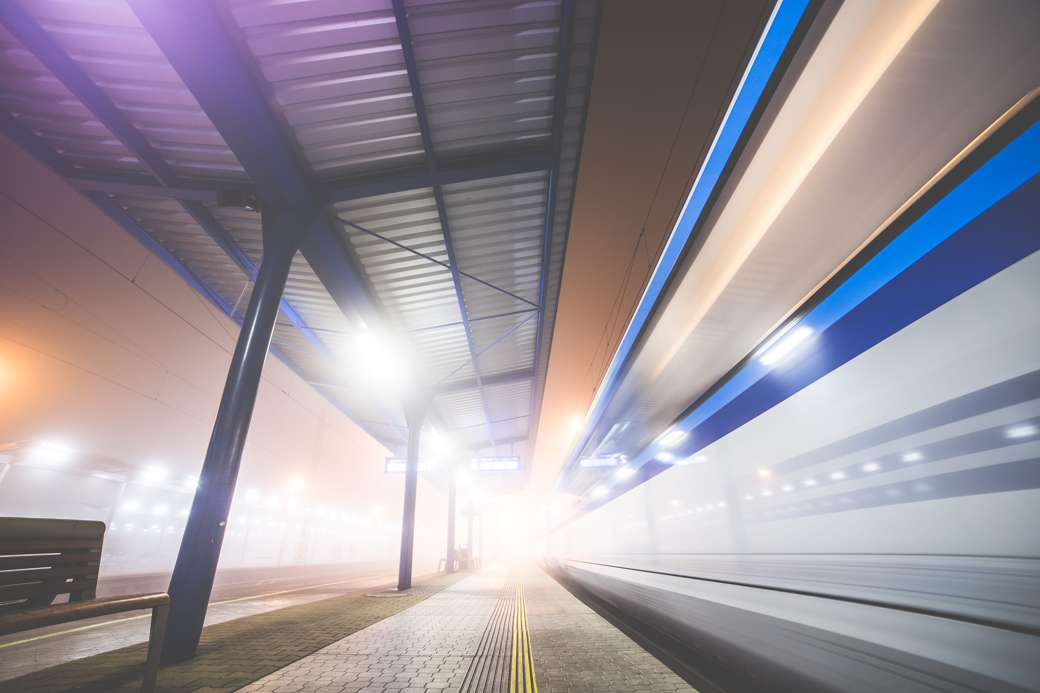 travel, leaving, motion, technology, railway, no people, 4K, traffic, architecture, station, railroad station platform, diminishing perspective, rail transportation, HD Wallpaper