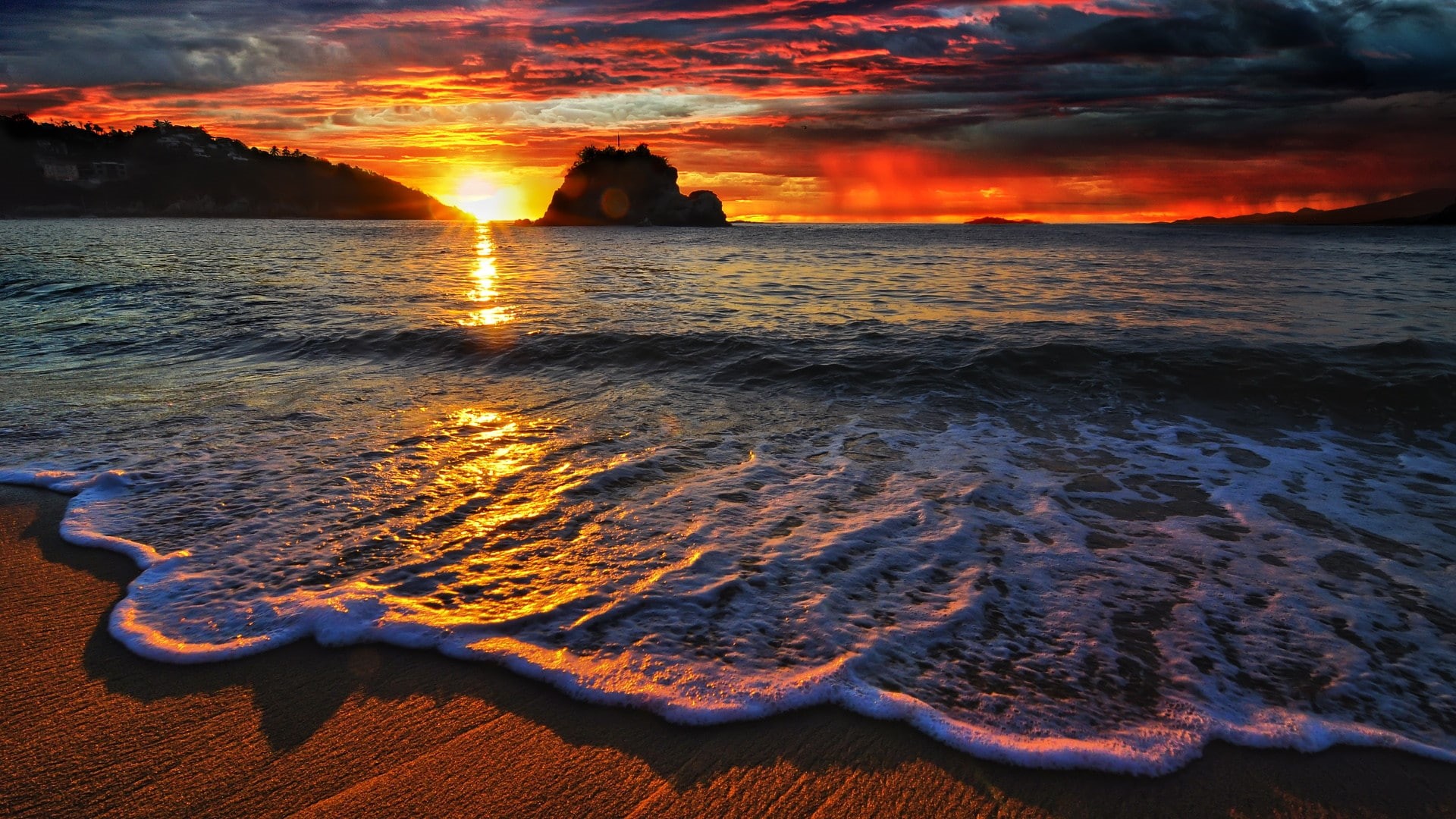wave, high, ultra hd, Beach, 1080P, resolution, 1920x1080, HD Wallpaper