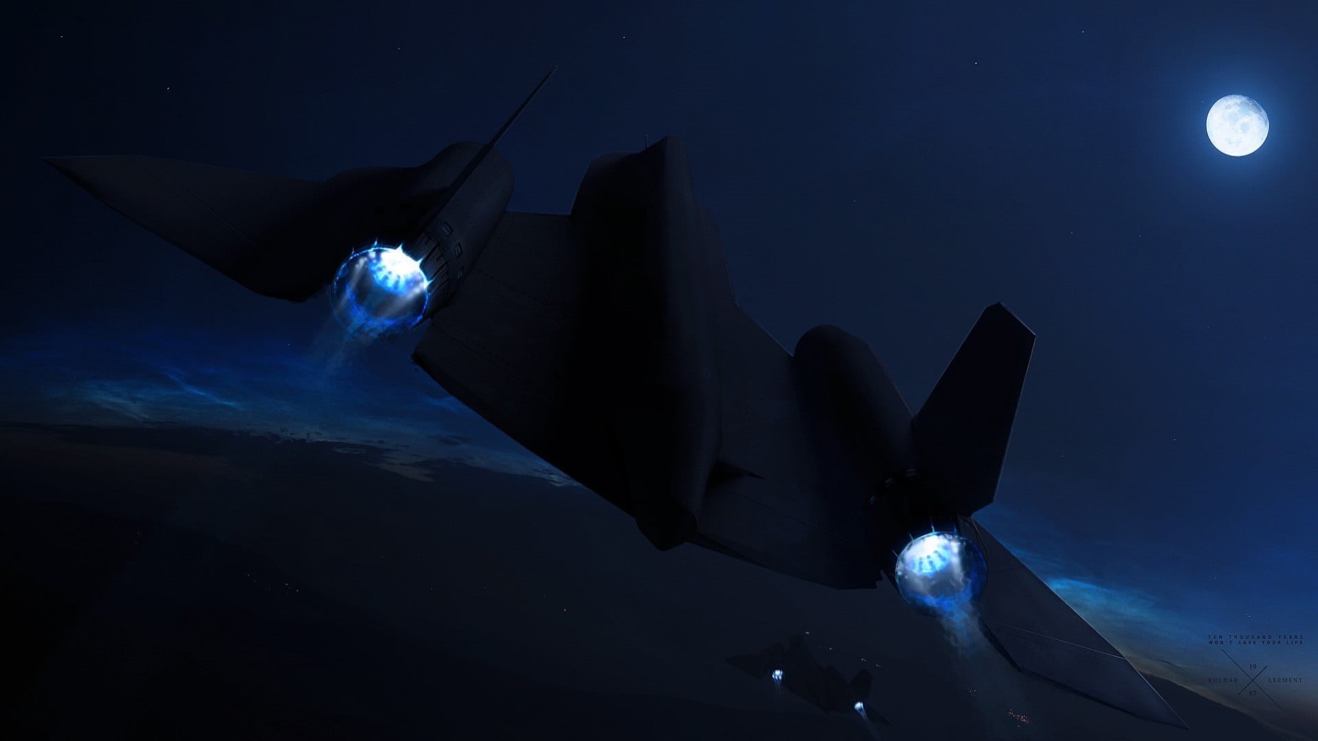 1080P, moon, illuminated, vehicle, underwater, undersea, cover, no people, low angle view, moonlight, swimming, sea, nature, water, aircraft, environment, HD Wallpaper