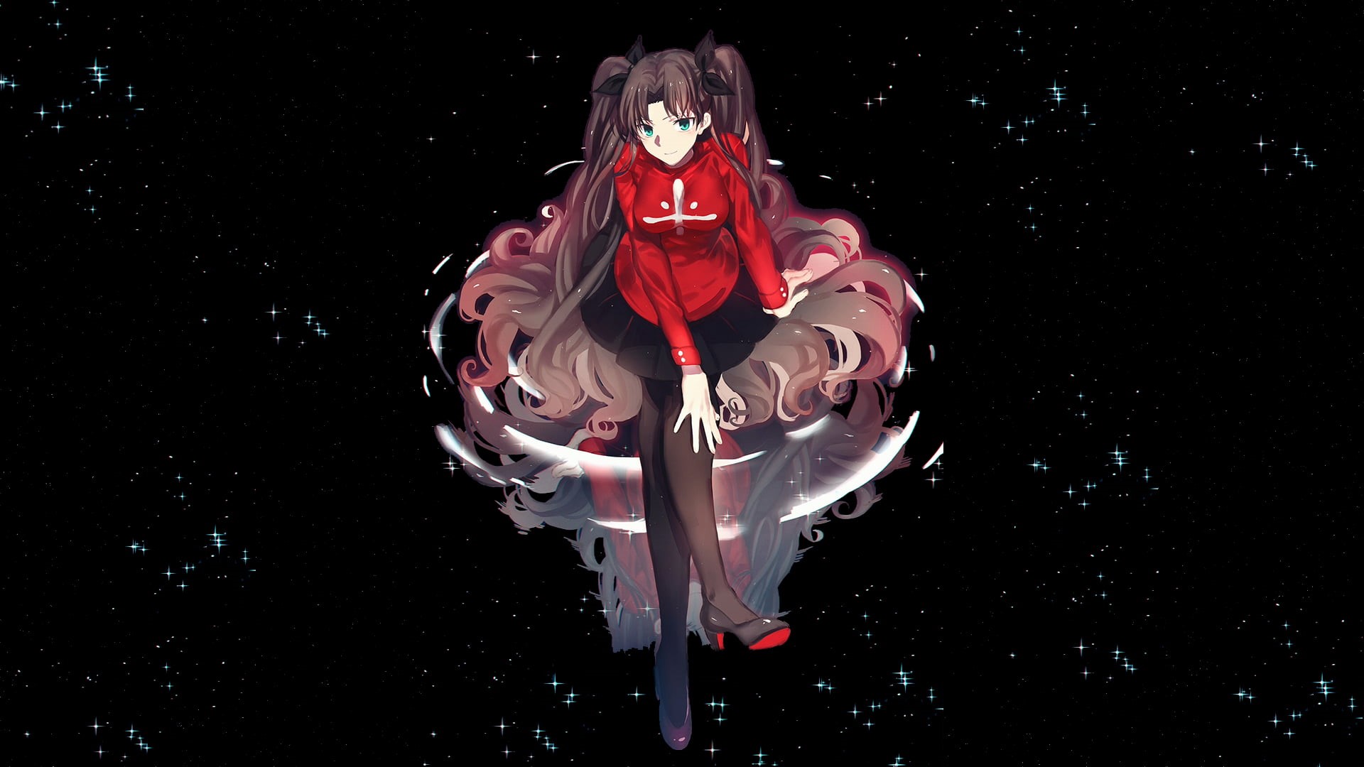 nature, anime girls, Fate Series, tohsaka, red, front view, art and craft, no people, night, 1080P, leisure activity, Tohsaka Rin, illustration, rin, arts culture and entertainment, HD Wallpaper
