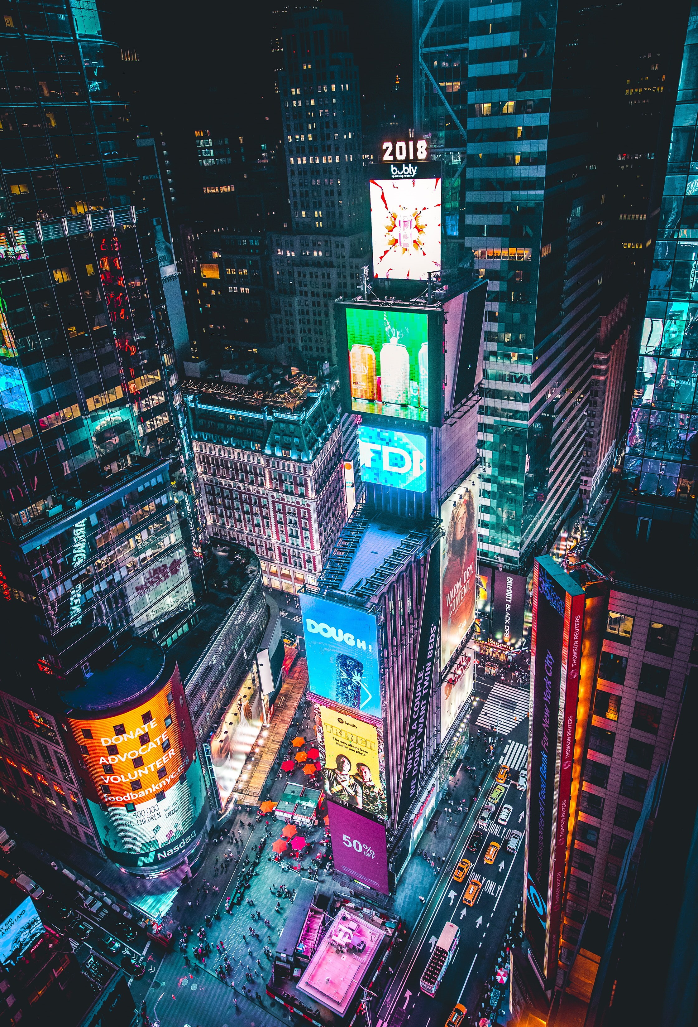 crowded, illuminated, 2K, built structure, cityscape, building exterior, colorful, high angle view, urban skyline, building, city, tall - high, neon, office building exterior, Phone HD Wallpaper