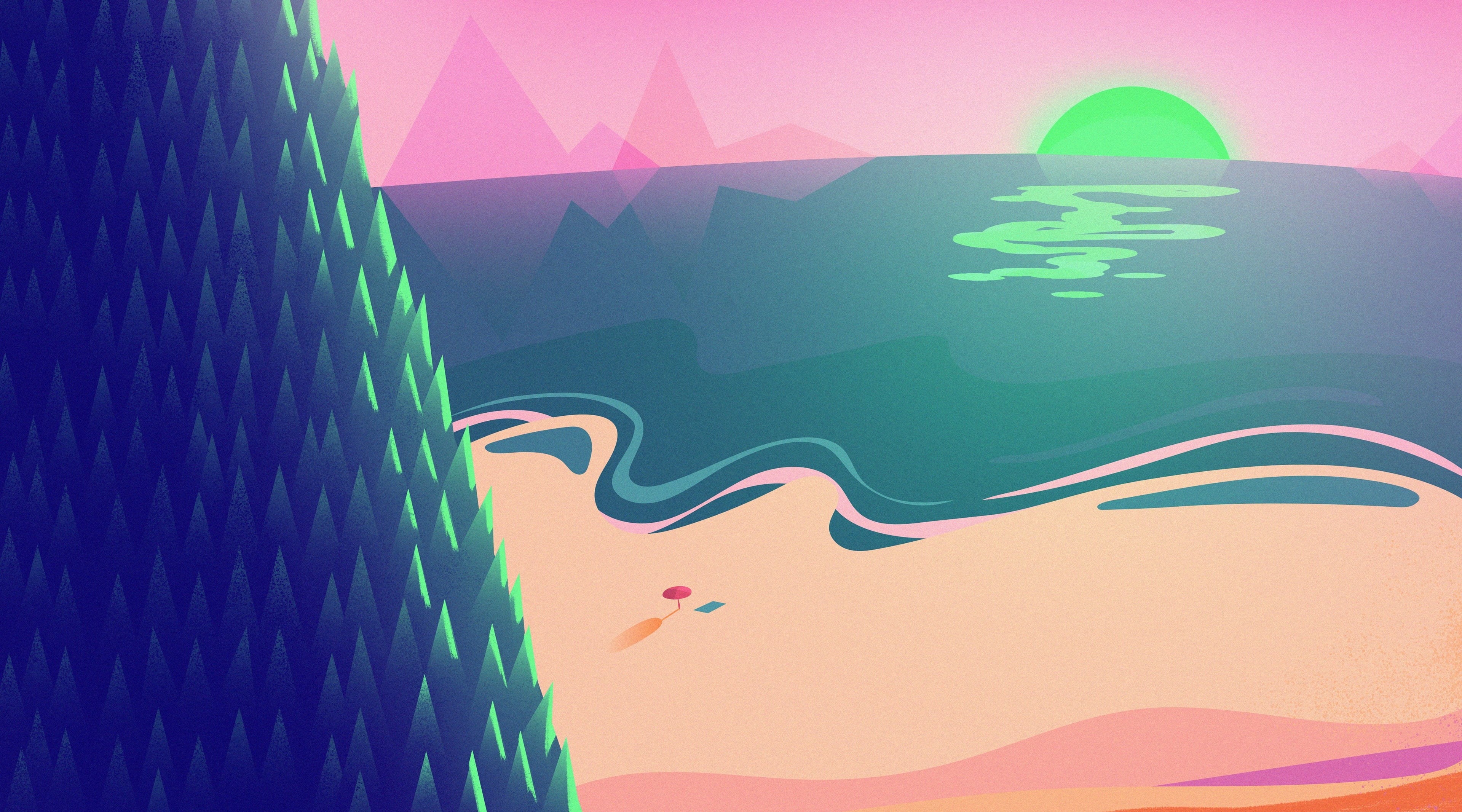 backgrounds, summer, sun, art and craft, no people, Aero, motion, creativity, pinksky, full frame, Illustration, purple, vibrant color, Mountain, 4K, environment, HD Wallpaper