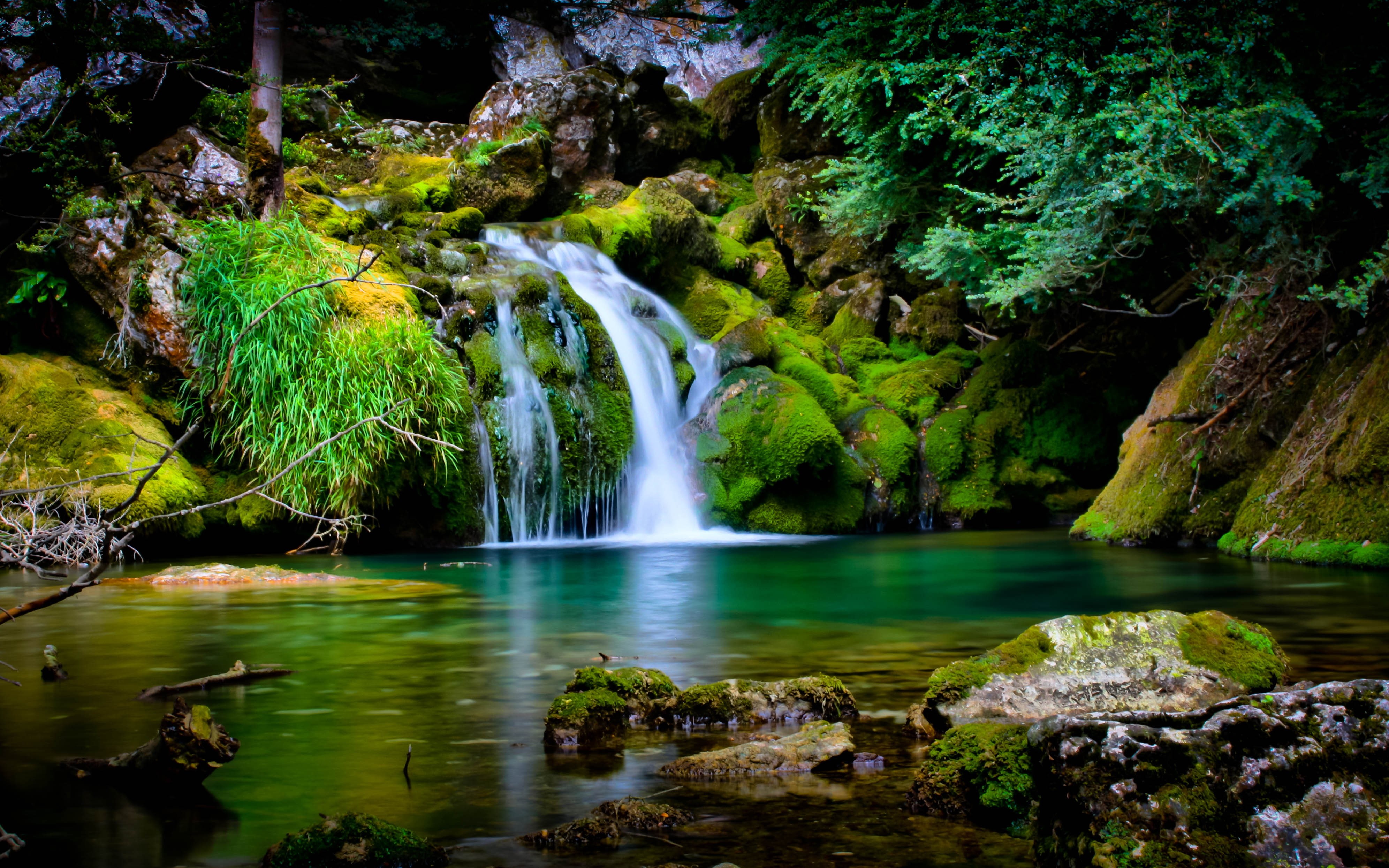 France, Waterfall, Forest, Vector, Waterfalls, 4K, HD Wallpaper