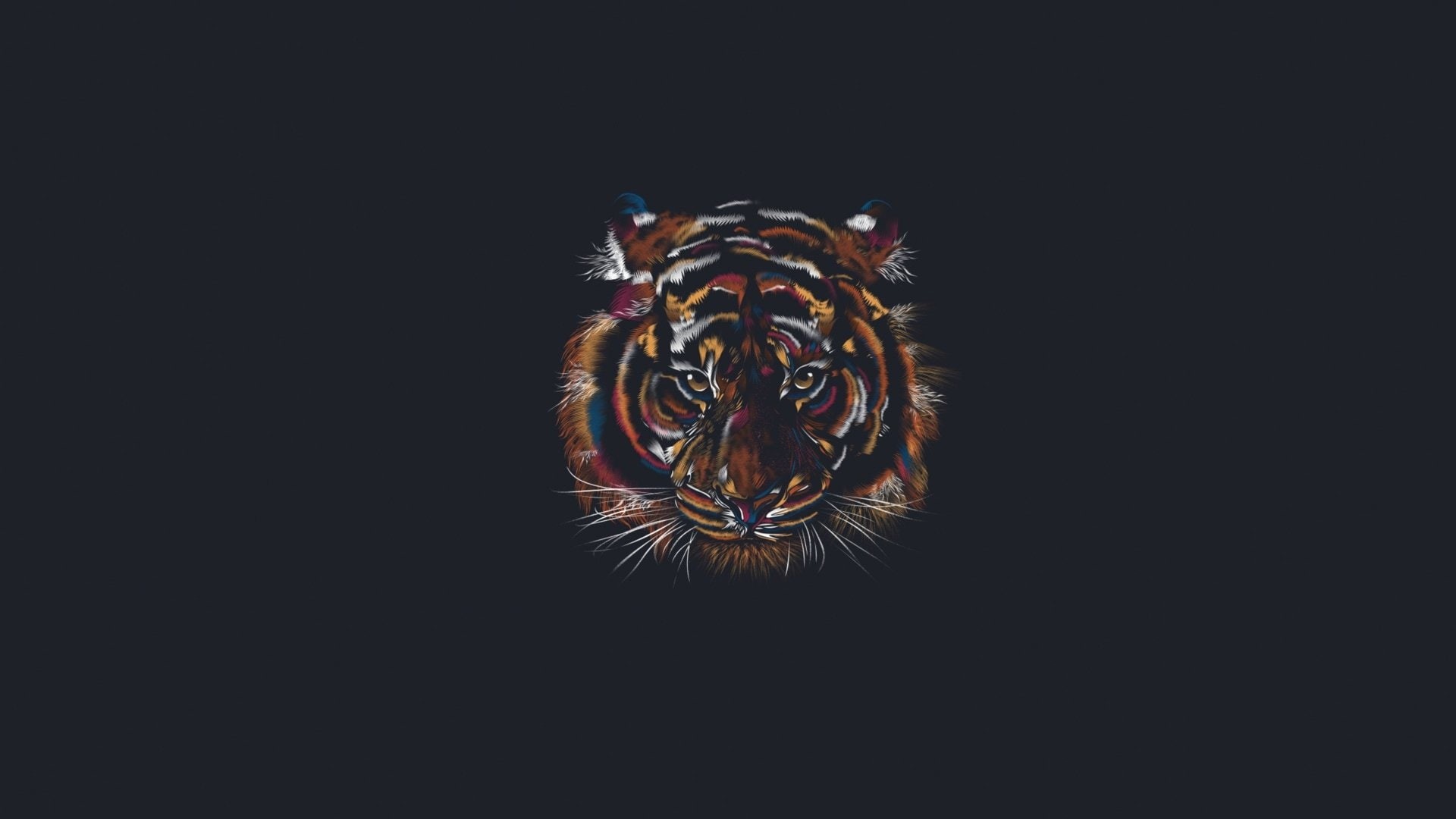 Animal, Artistic, Minimalist, Tiger, 1080P, HD Wallpaper