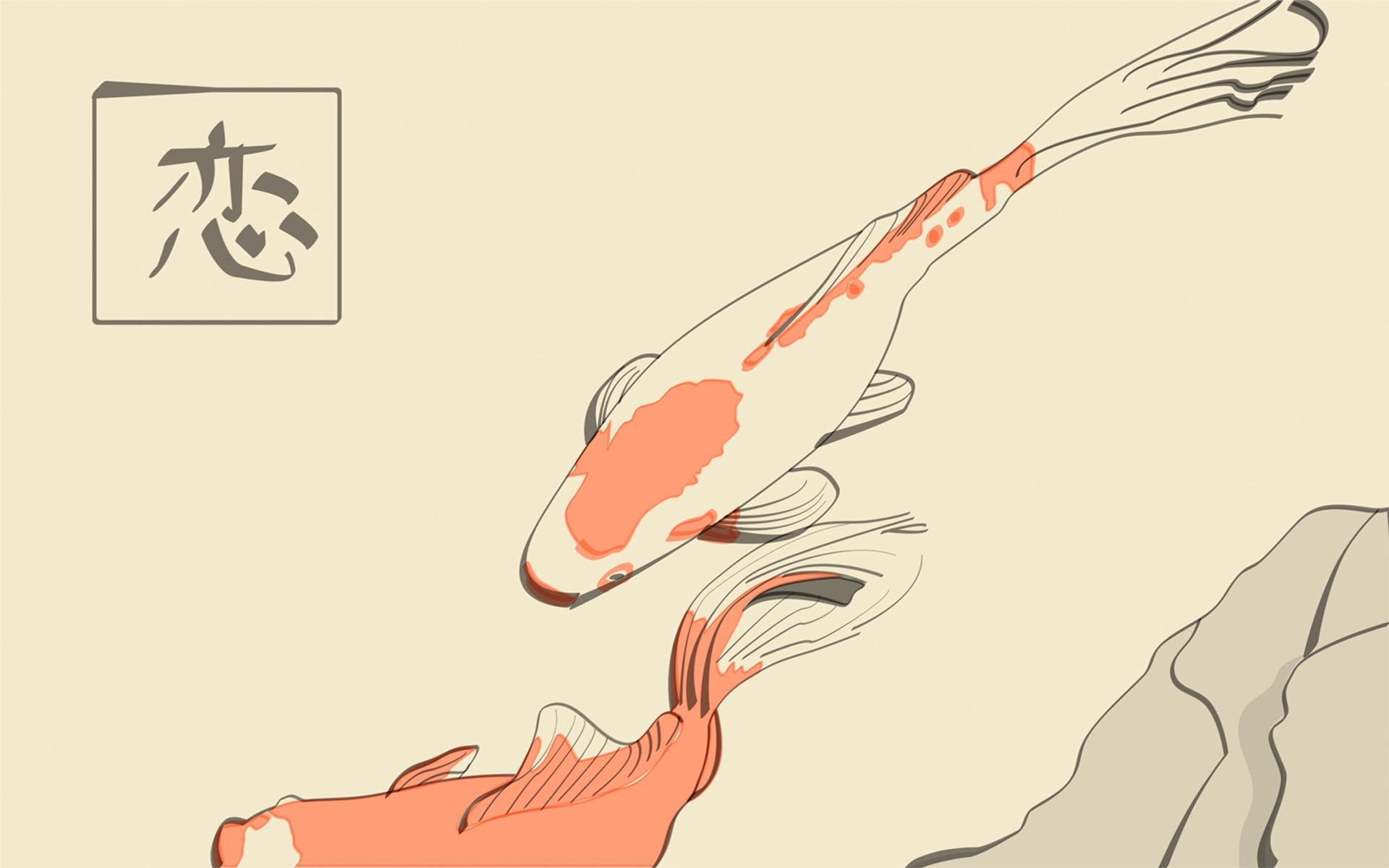 1920x1200, 1080P, illustration, fish, digital art, koi, HD Wallpaper