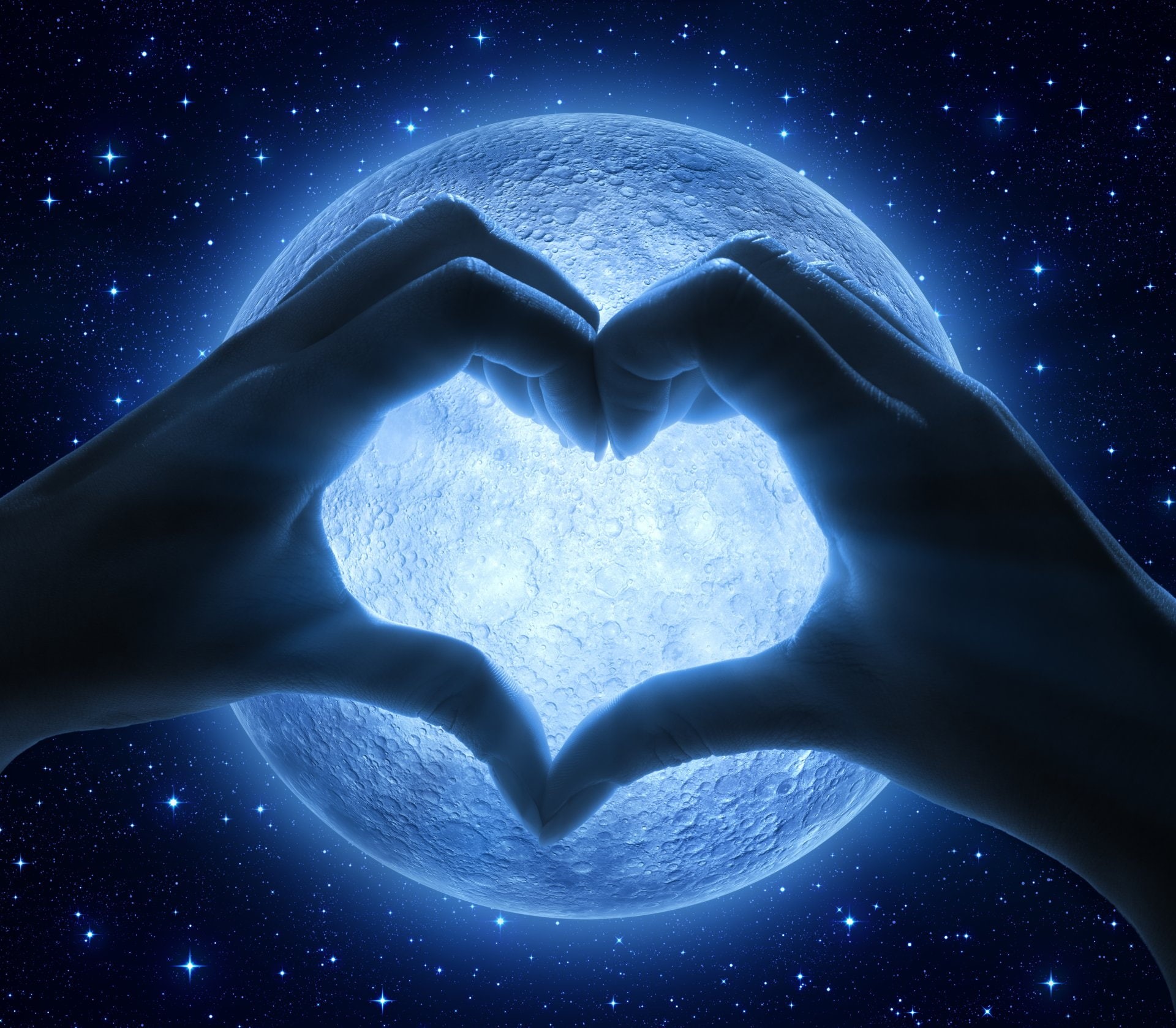 Love, Stars, Hand, Valentines Day, 1080P, Moon, Sky, Holiday, Night, HD Wallpaper