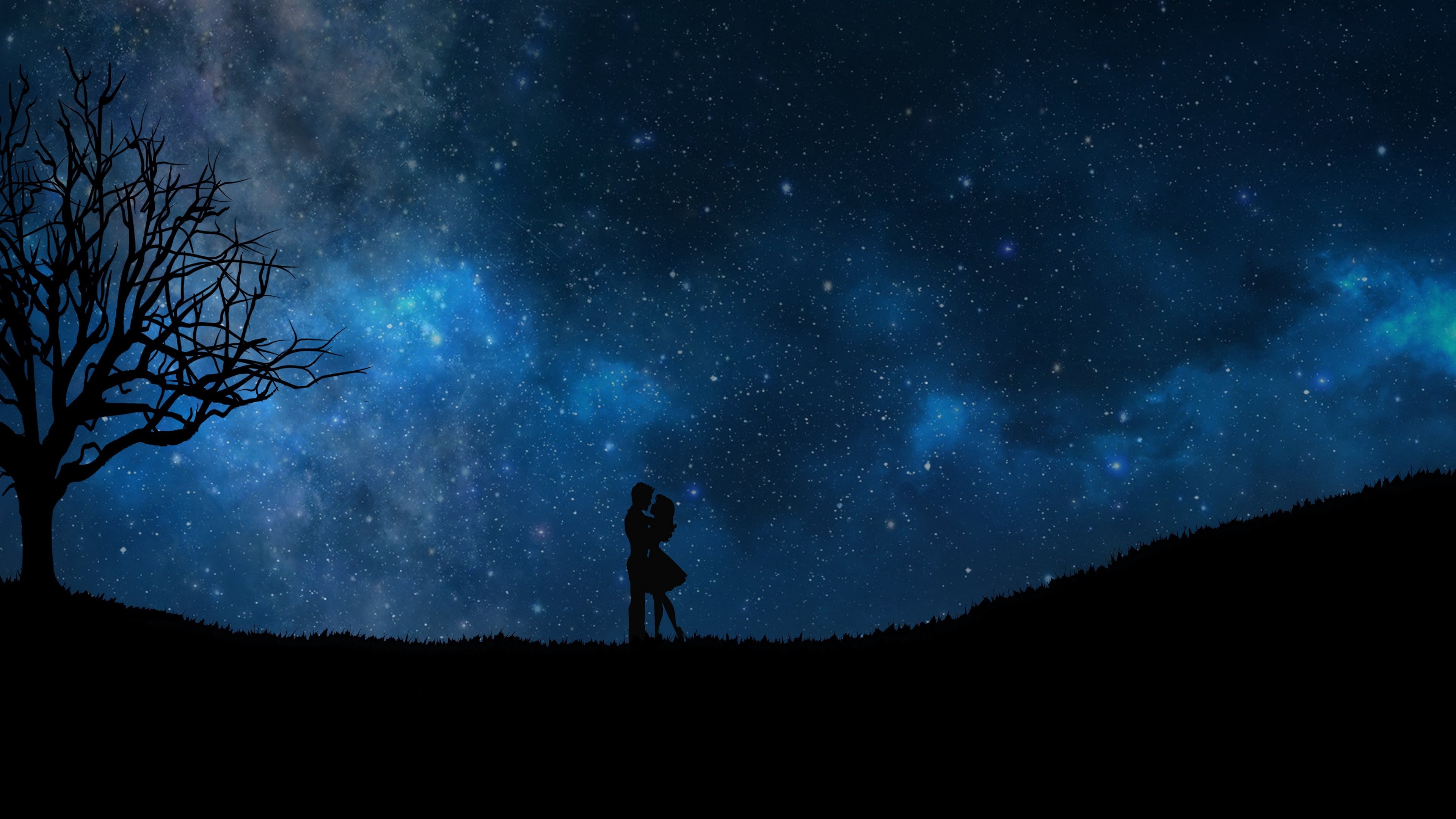 real people, star Shape, hill, star - Space, astronomy, landscape, forest, silhouette, starry sky, men, astrology, fantasy, dark, infinity, adventure, light - Natural Phenomenon, HD Wallpaper