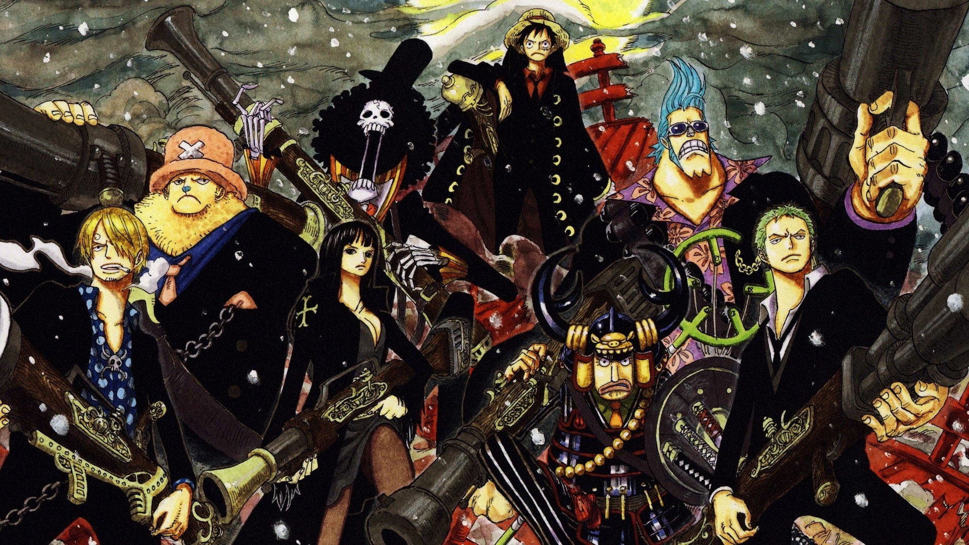 luffy, tony, sanji, brook, anime, monkey, robin, franky, piece, nico, roronoa, usopp, chopper, zoro, artwork, 1080P, HD Wallpaper