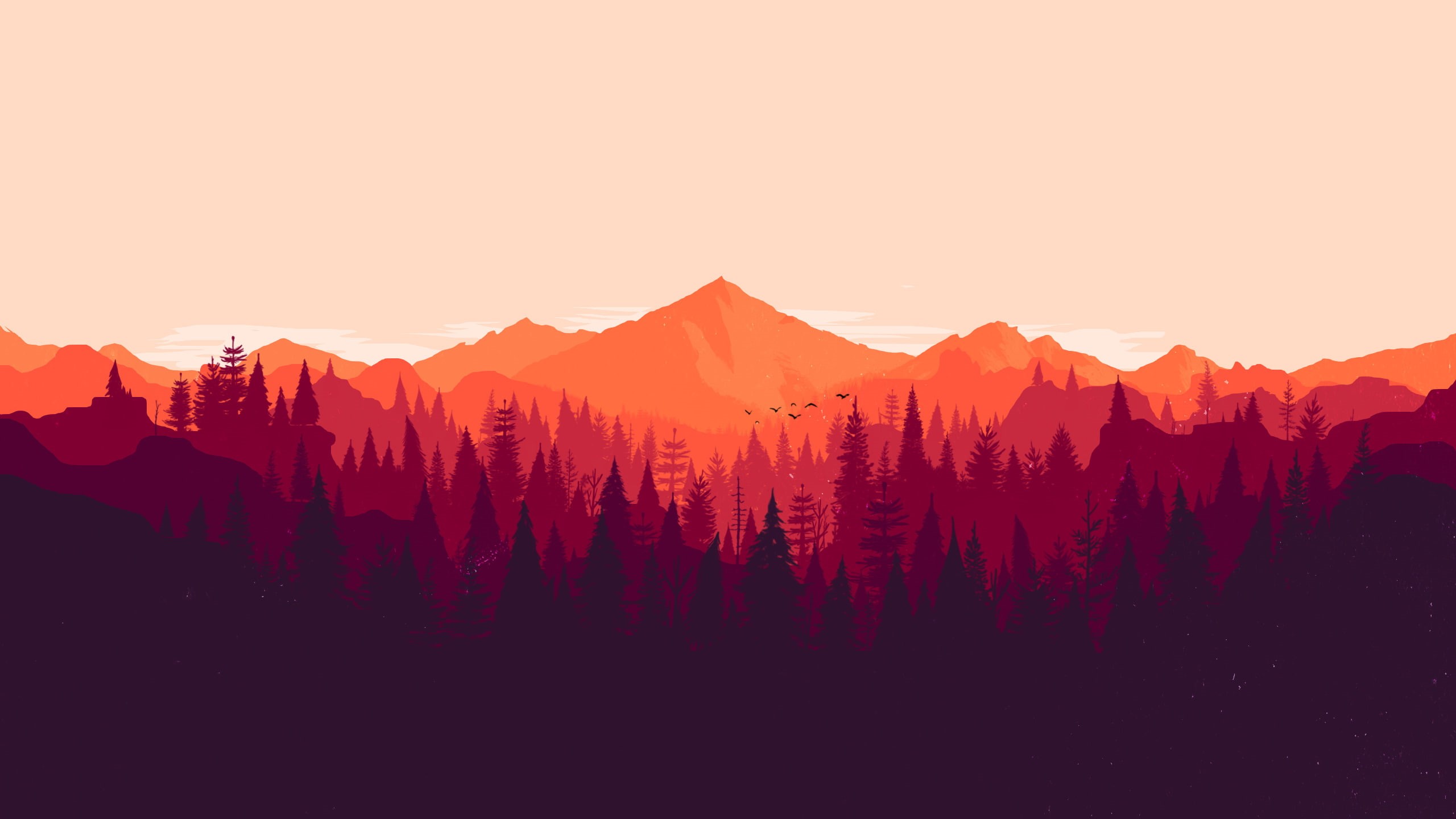 landscape, sunset, sky, tabbetz forest firewatch minimalism orange red pine trees, beauty in nature, mountain range, environment, mountain, non-urban scene, HD Wallpaper