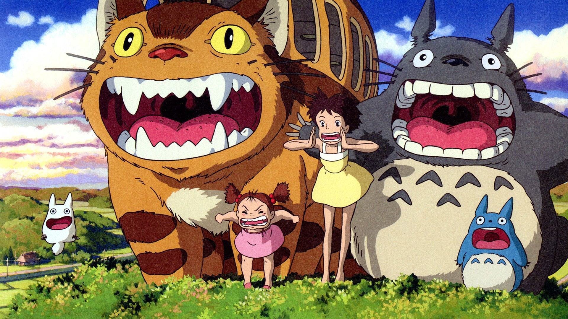 multi colored, plant, Catbus (My Neighbor Totoro), close-up, grass, human representation, toy, outdoors, 1080P, no people, My Neighbor Totoro, creativity, HD Wallpaper