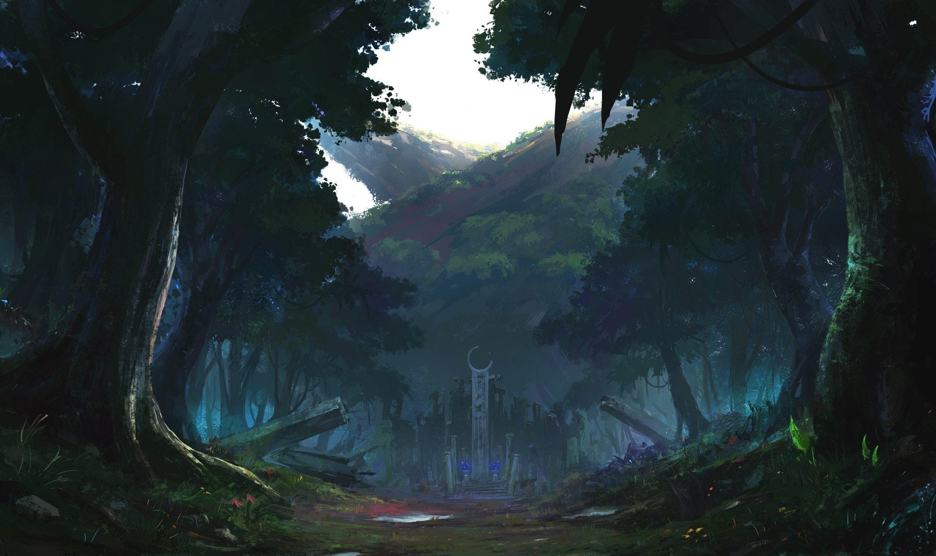 1080P, Dark, Forest, Original, Anime, HD Wallpaper