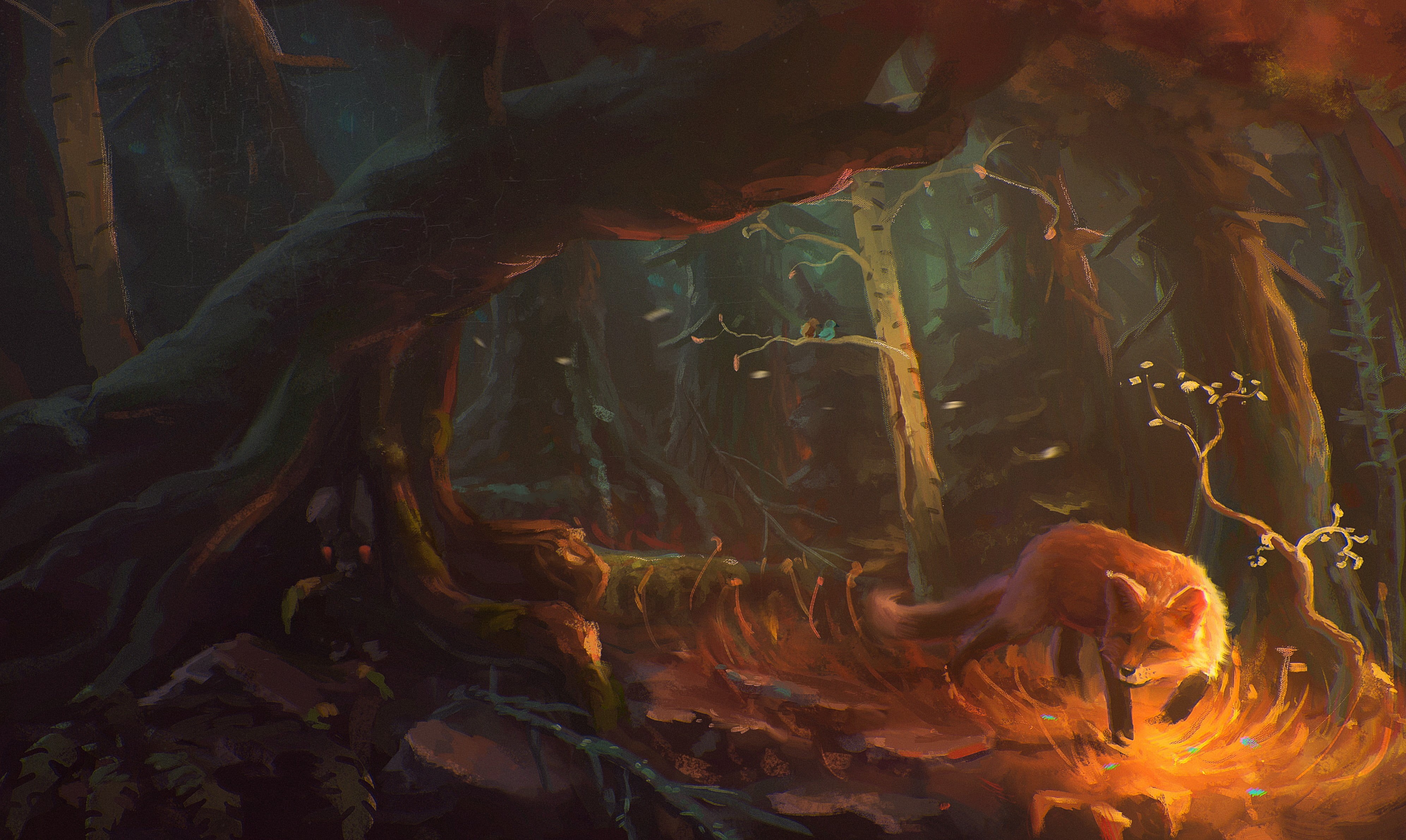 fox, 4K, artwork, fantasy art, HD Wallpaper