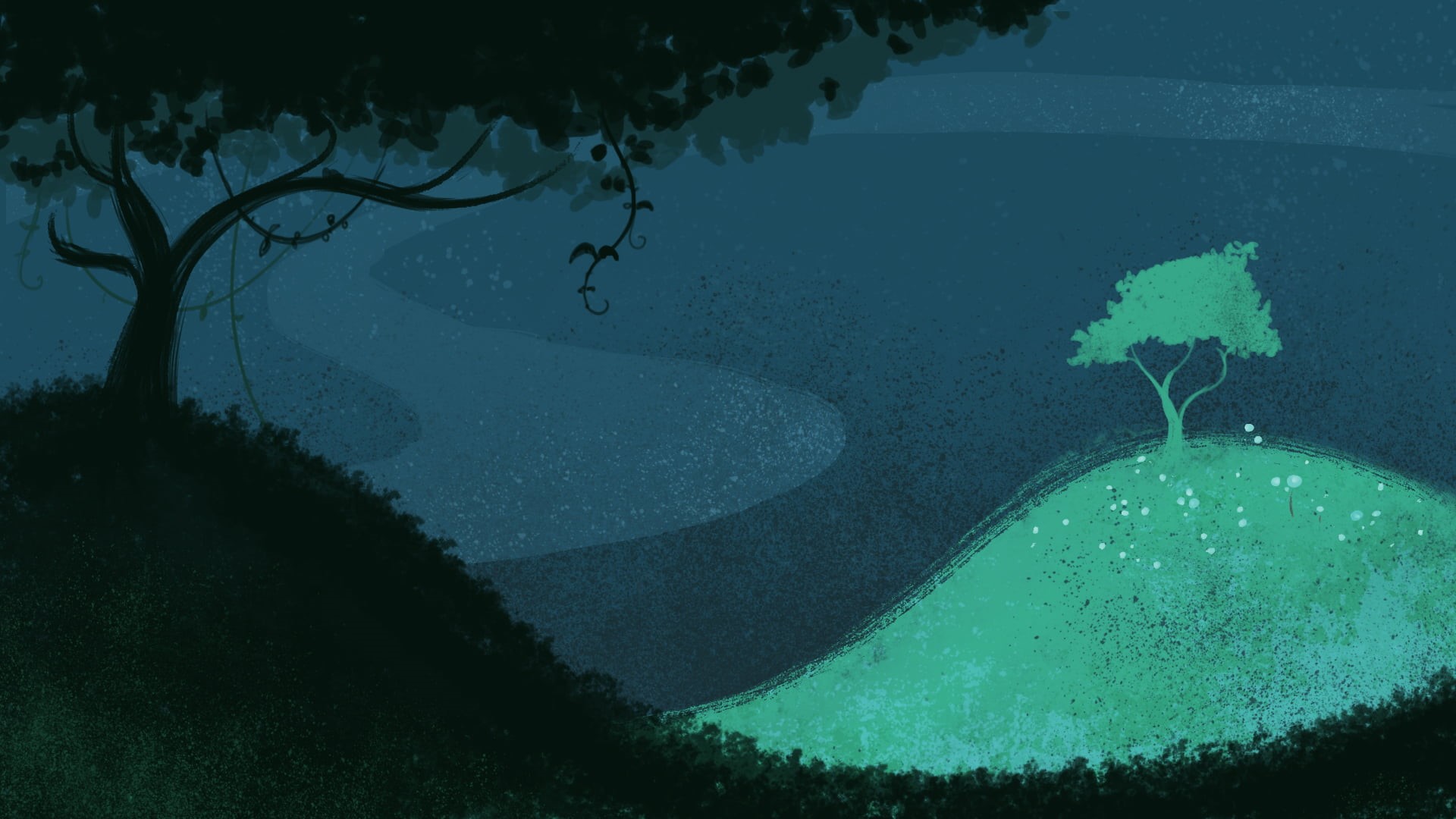 drawing, lake, trees, forest, water, tranquility, beauty in nature, high angle view, sky, black, animal, day, tree, underwater, painting, minimalism, green, HD Wallpaper