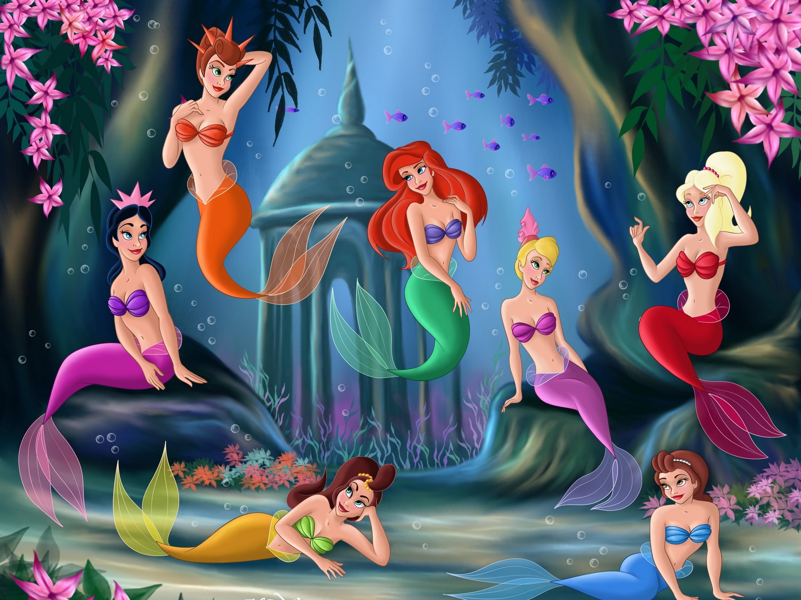 representation, beauty, tree, flowers, forest, summer, holiday, outdoors, Princess, disney, little, 2K, castle, algae, fanart, tale, fantasy, computer Graphic, HD Wallpaper