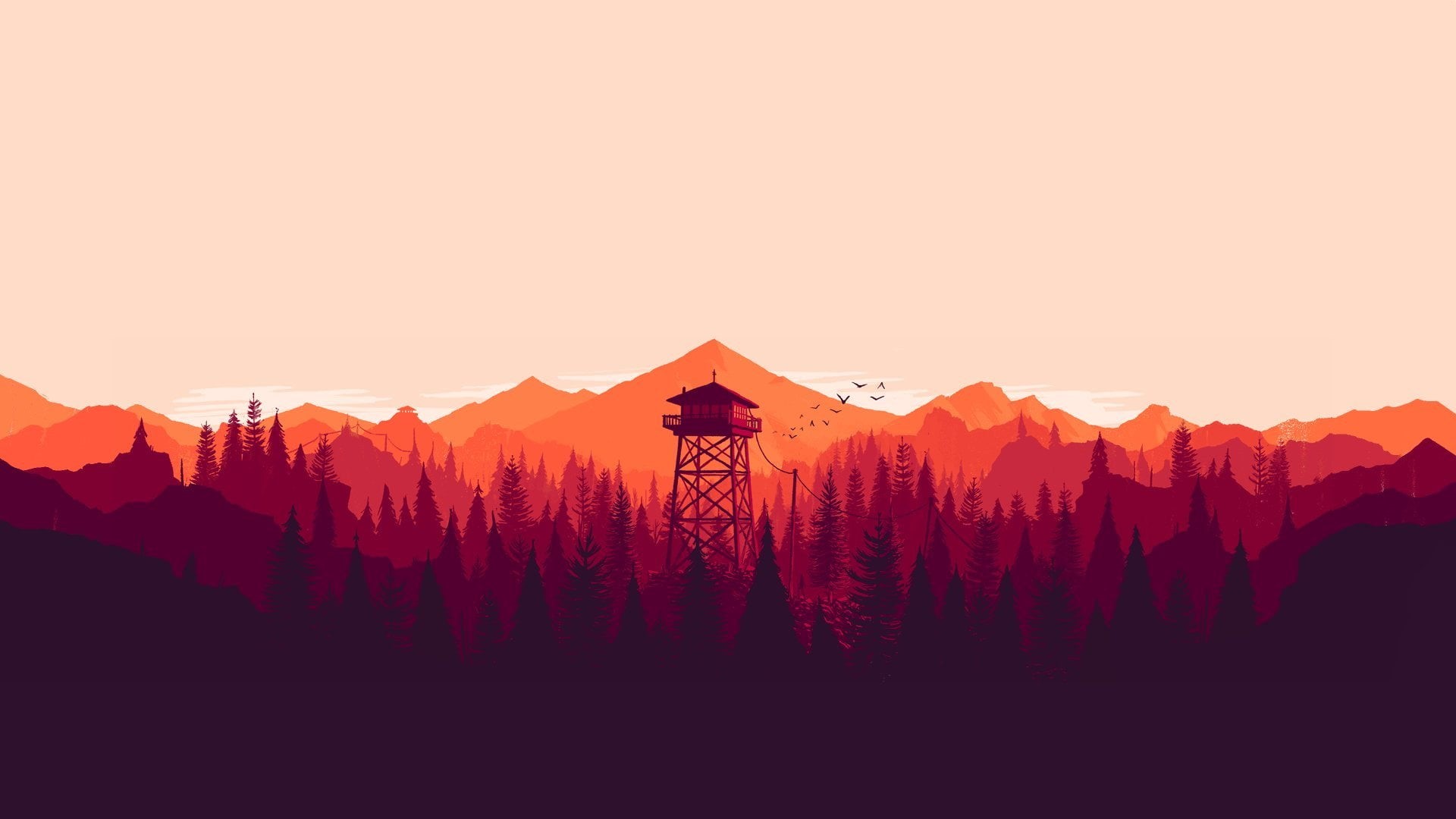 dawn, mountain Range, non-urban scene, outdoors, sky, tower, mountains, scenics - nature, sunset, scenics, beauty in nature, hill, birds, mountain Peak, HD Wallpaper