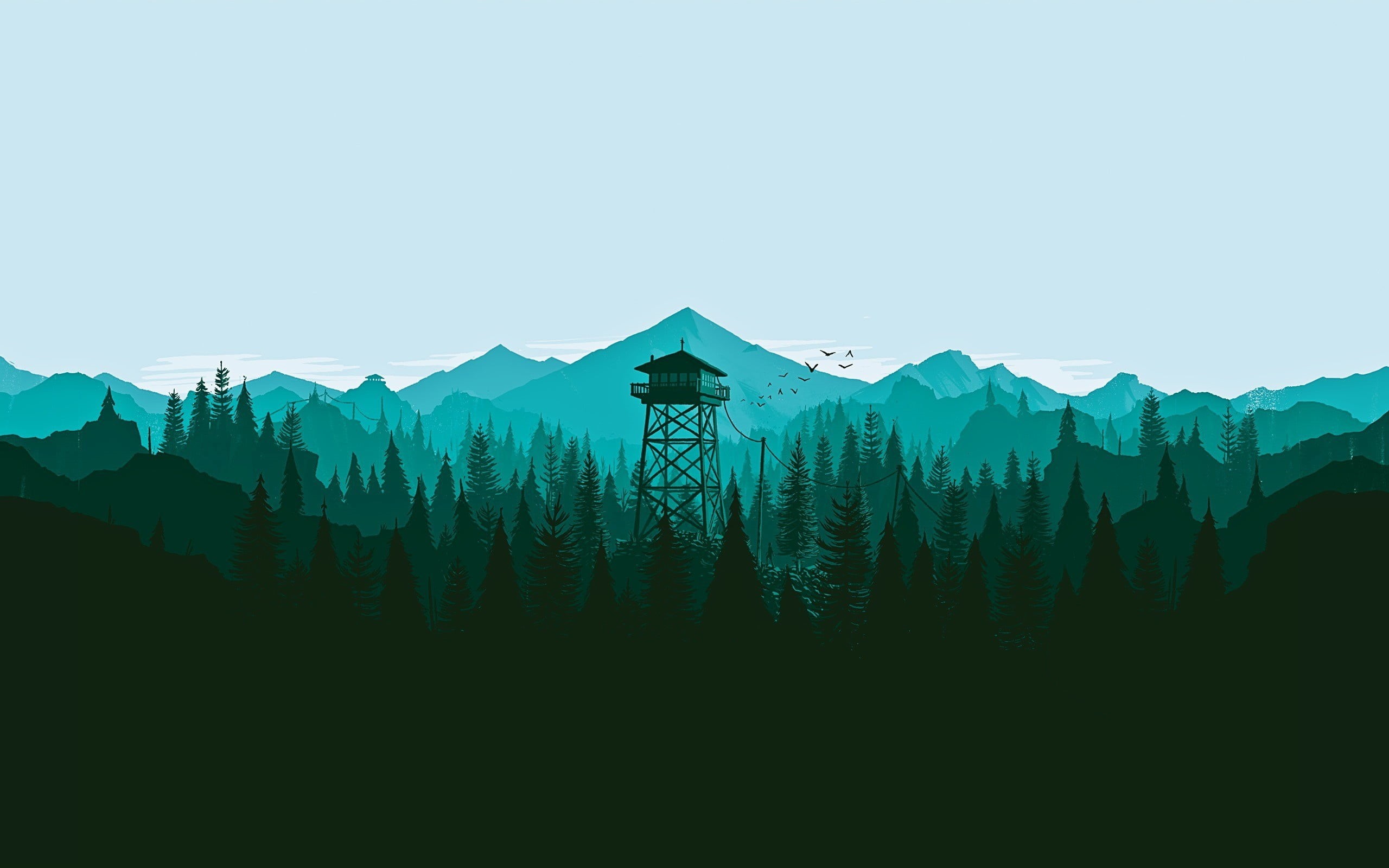 Campo Santo, Mountains, Birds, Forest, Hills, Firewatch, View, 2K, Fire watch, Tower, Landscape, The game, HD Wallpaper