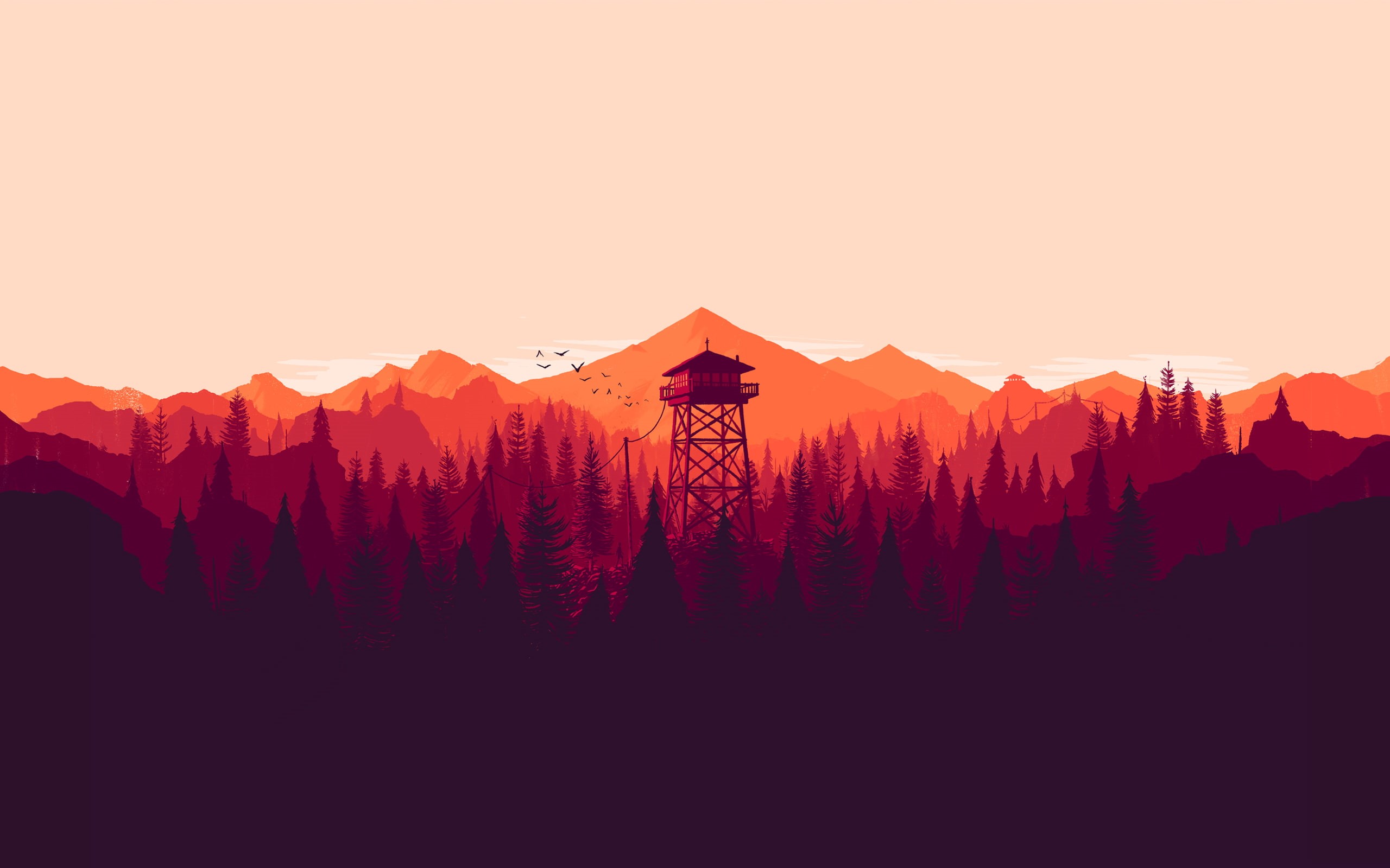 tree, no people, silhouette, beauty in nature, Campo Santo, sky, non-urban scene, outdoors, Watching Tower, landscape, copy space, plant, mountain, Firewatch, HD Wallpaper