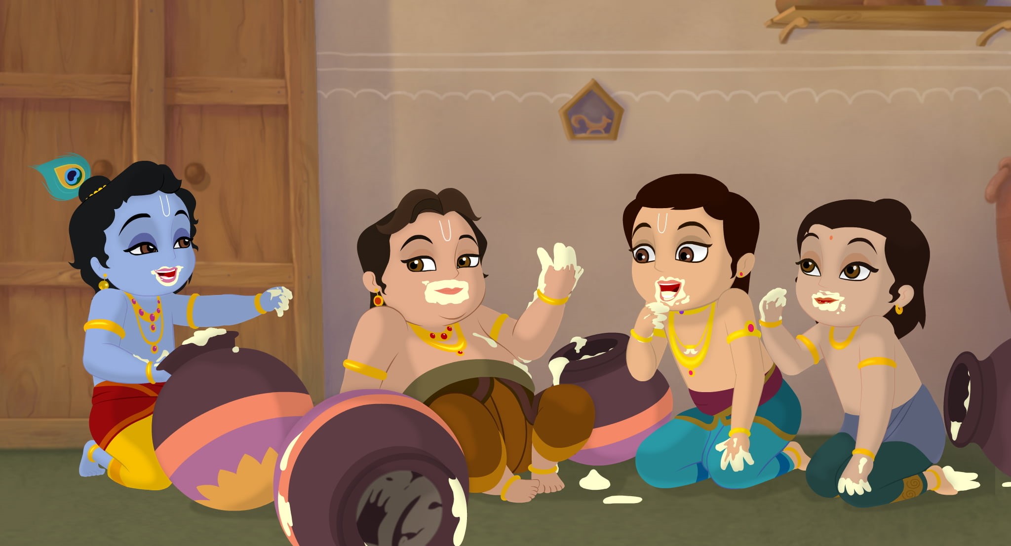 creativity, digital, lord, lord krishna, table, holiday, representation, enjoyment, krishna, still life, art and craft, event, eating, makhan, deities, HD Wallpaper