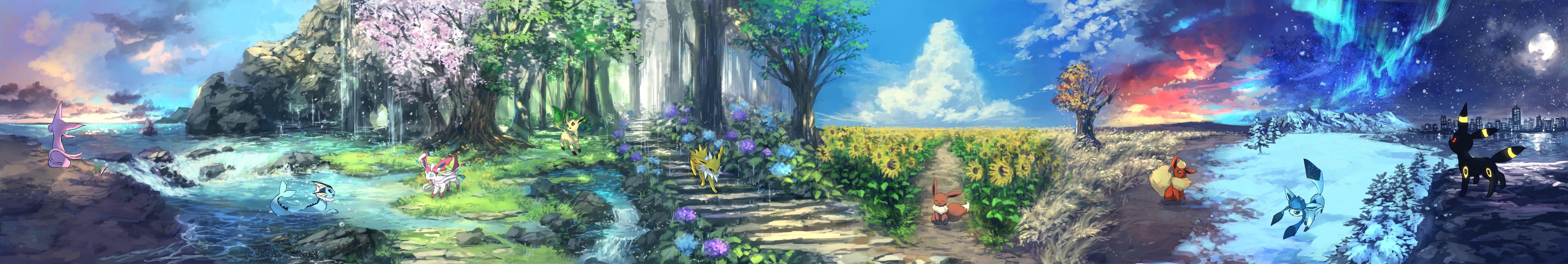 window, nature, sunflowers, multi colored, solid, dual monitors, day, stairs, night, tree, seasons, scenics - nature, reflection, snow, plant, clouds, no people, HD Wallpaper