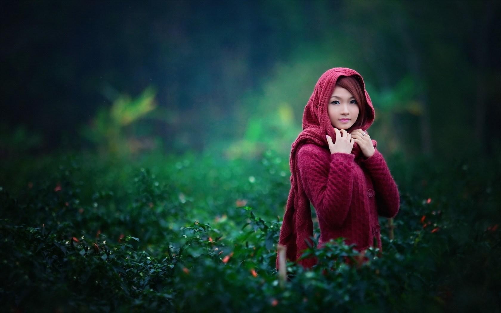 nature, girl, macro, asian, 720P, HD Wallpaper