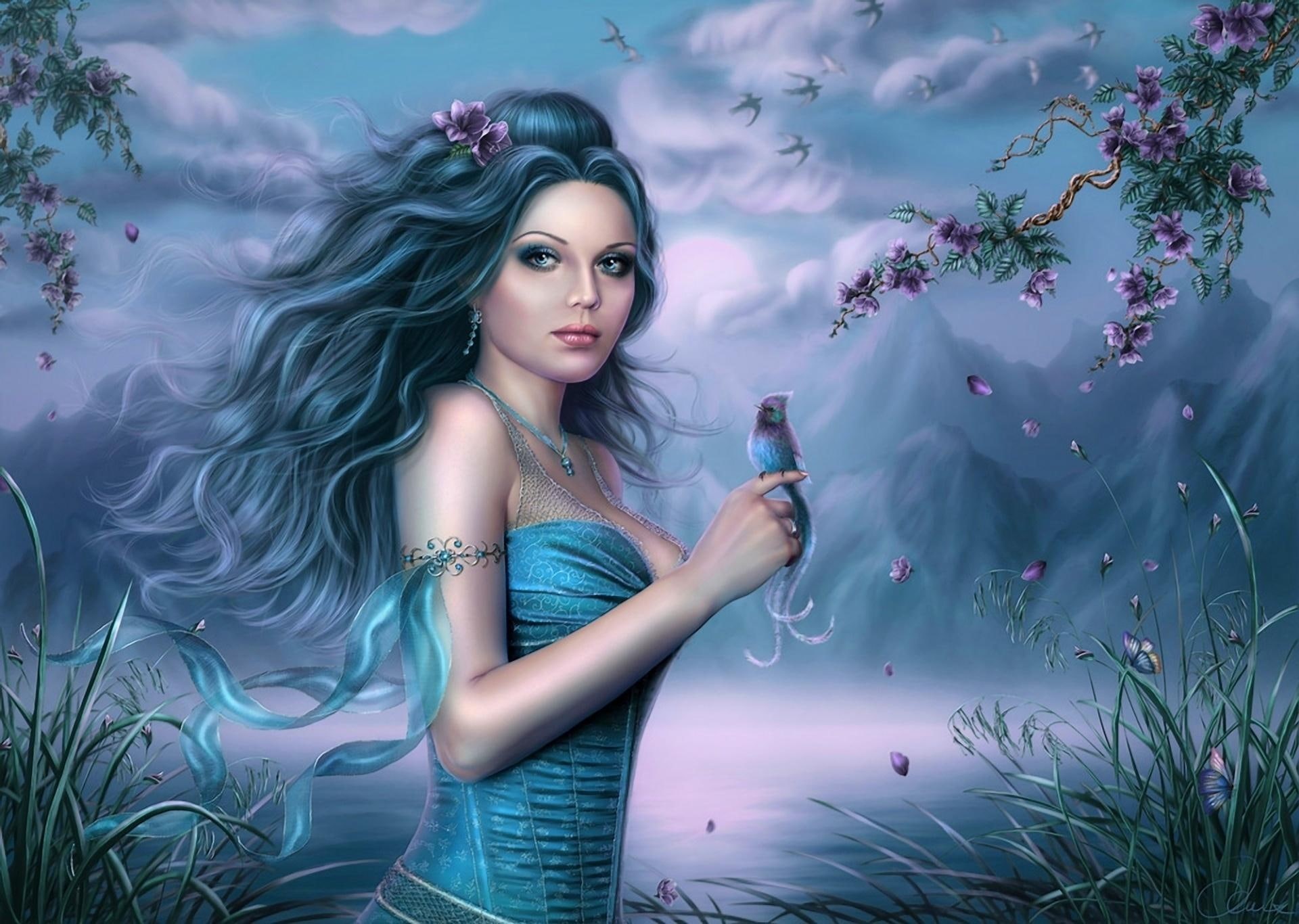 woman, nature, 1080P, mountain, babe, heaven, 3d and abstract, girl, beauty, cute, HD Wallpaper