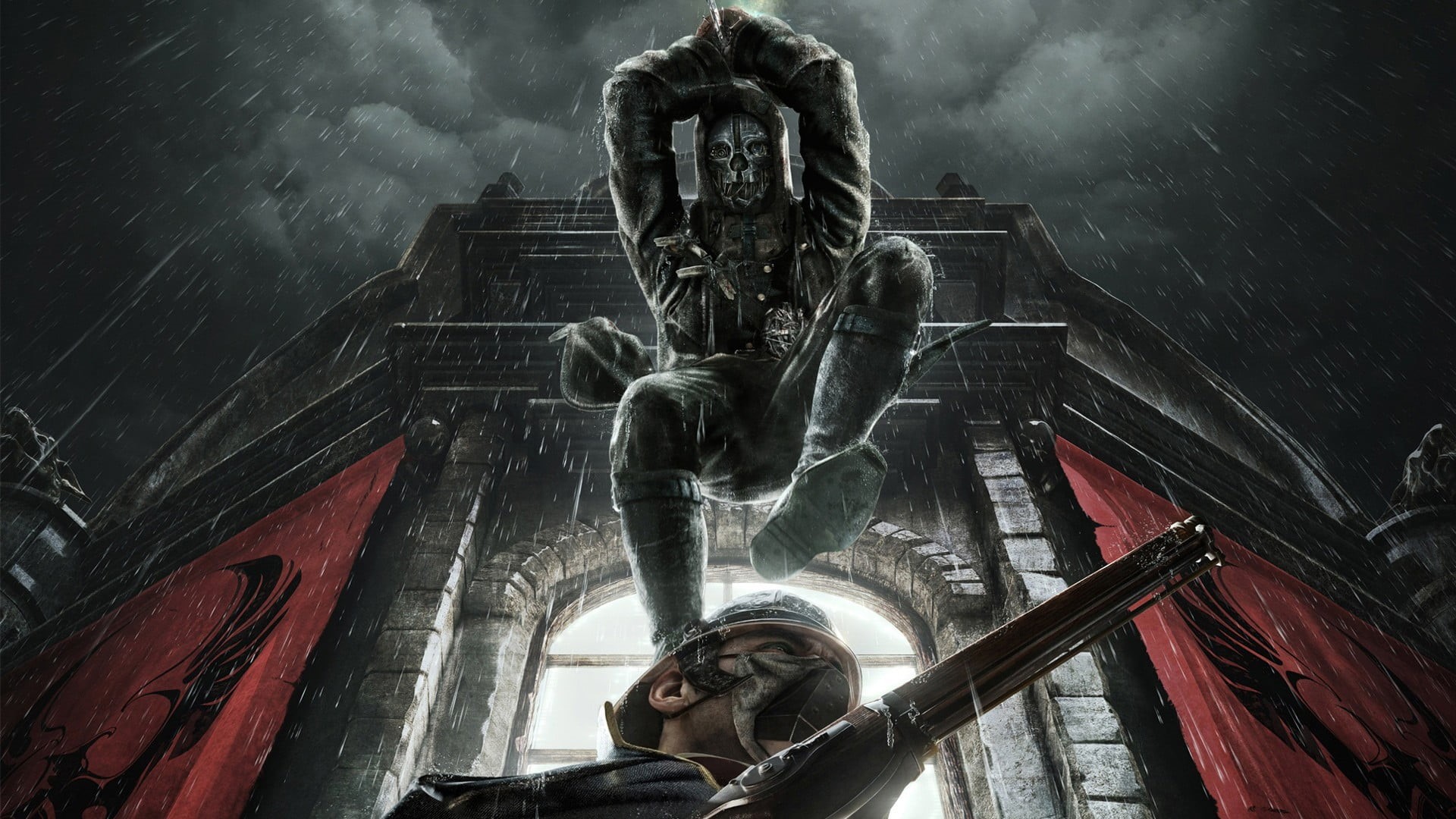 definitive, creativity, Corvo Attano, edition, art, male likeness, assassins, cover, representation, day, place of worship, sculpture, water, building exterior, HD Wallpaper