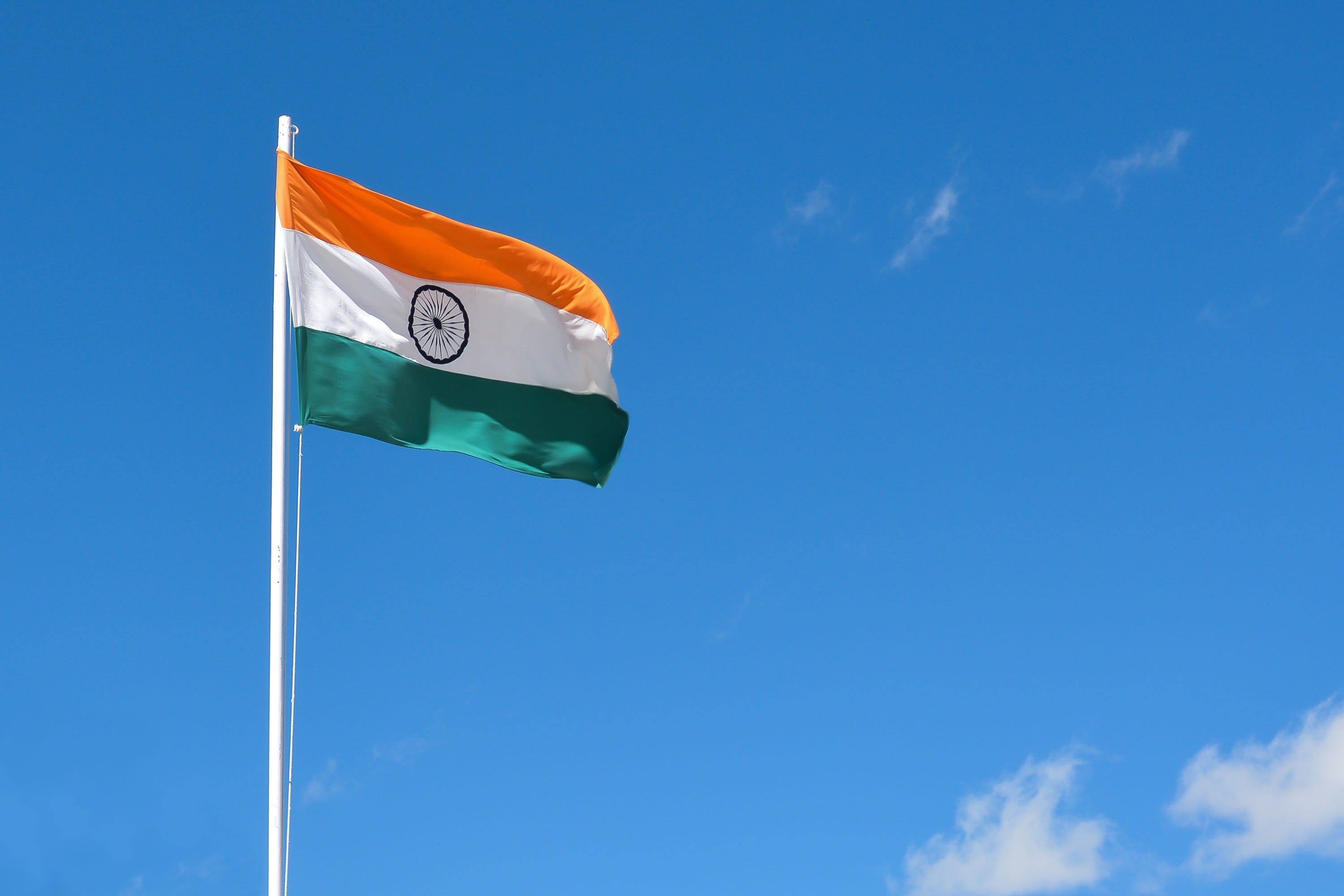 patriotism, low angle view, india, nature, flag, communication, wind, sky, symbol, dom, national icon, independence, national, no people, guidance, tricolor, HD Wallpaper