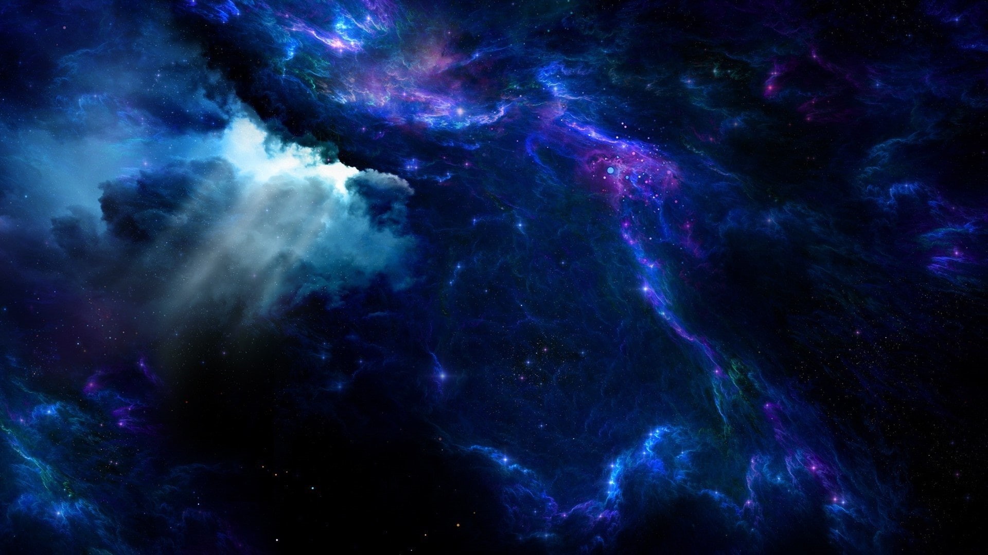 Blue, Glow, Space, Atmosphere, Stars, Nebula, Fantasy, Art, 1080P, HD Wallpaper