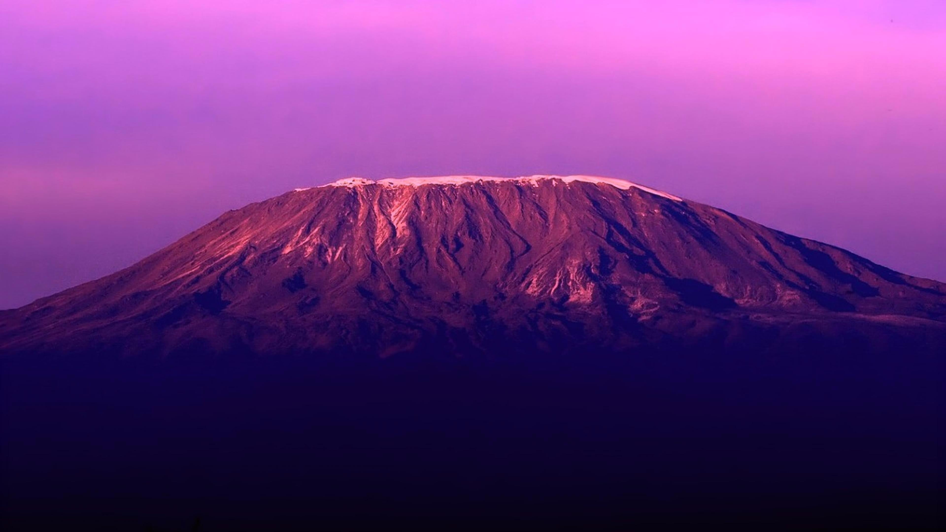 volcanic crater, stratovolcano, geology, mountain, travel destinations, tanzania, mount kilimanjaro, land, tranquility, purple, no people, mount scenery, HD Wallpaper