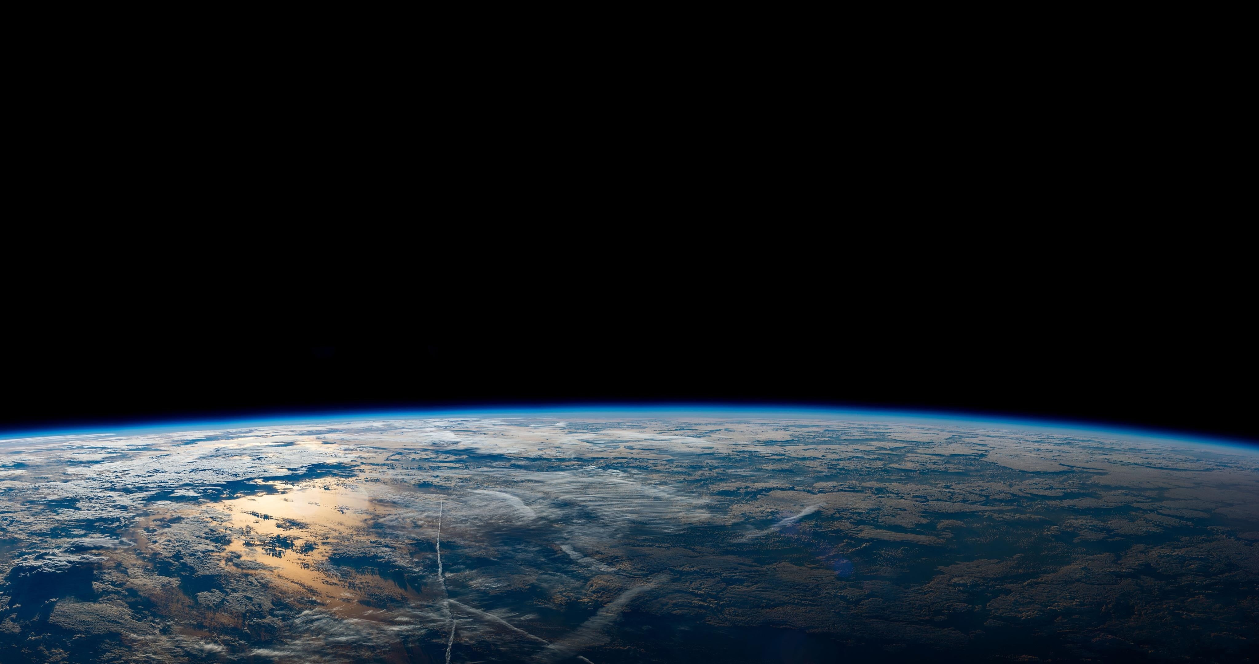 cloud - sky, environment, planet, Earth, planet - space, curve, 4K, globe - man made object, high angle view, outdoors, horizon, copy space, night, single object, HD Wallpaper