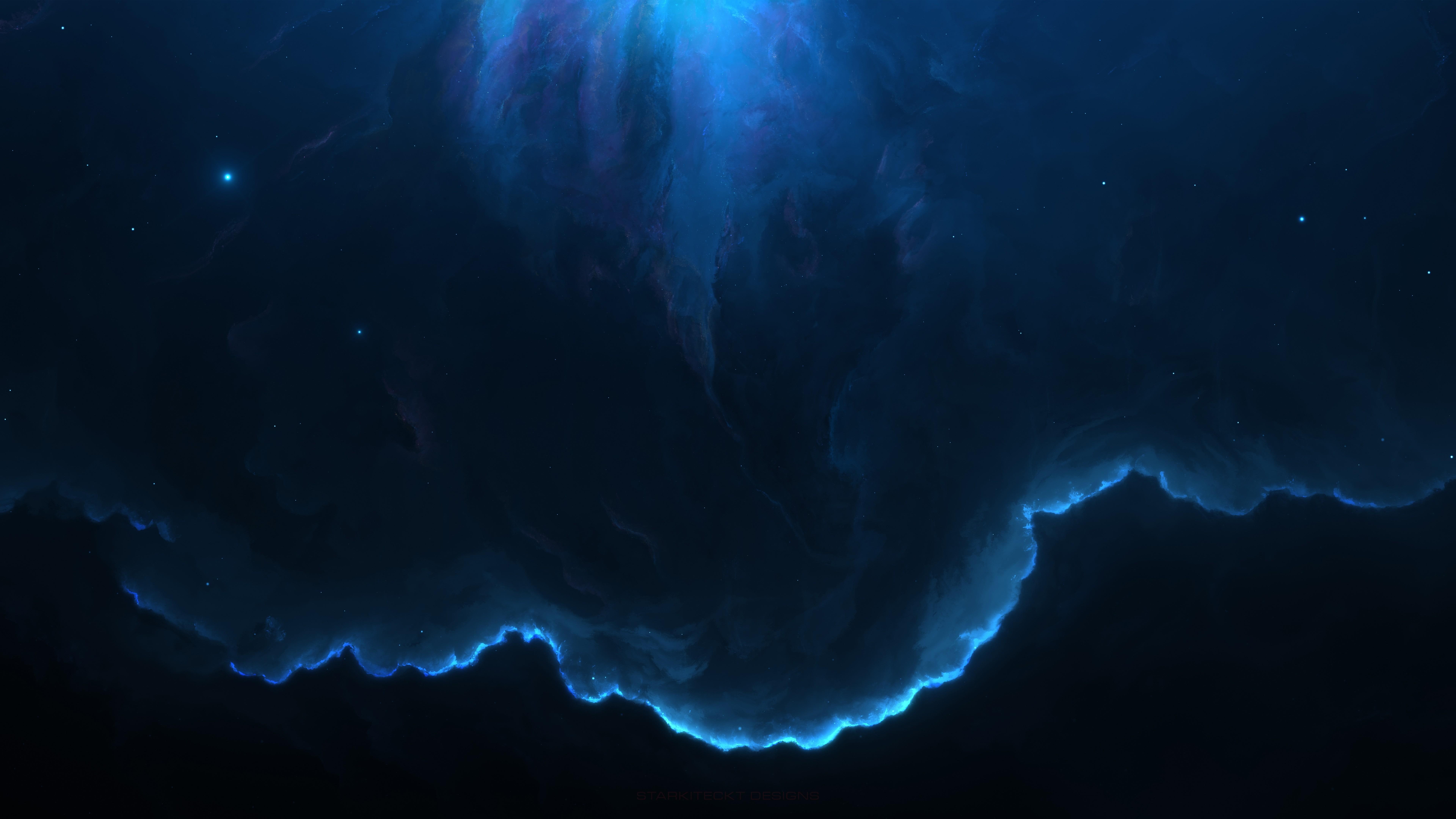 cloud, darkness, 8K, nebula, space, starry sky, universe, night, blue, stars, atmosphere, HD Wallpaper