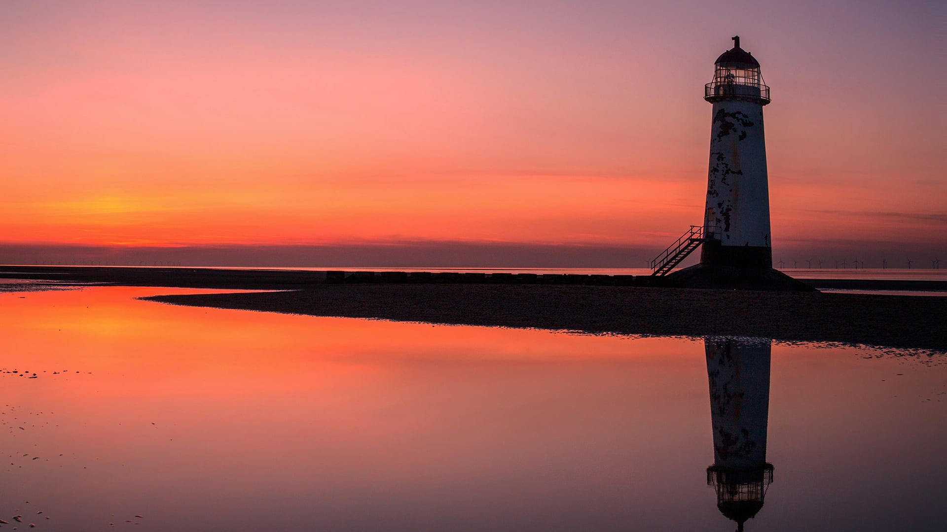 summer, outdoor, lake, coast, scenery, orange, nature, tranquility, lighthouse, atmosphere, orange color, travel, silhouette, celestial body, color, travel destinations, HD Wallpaper