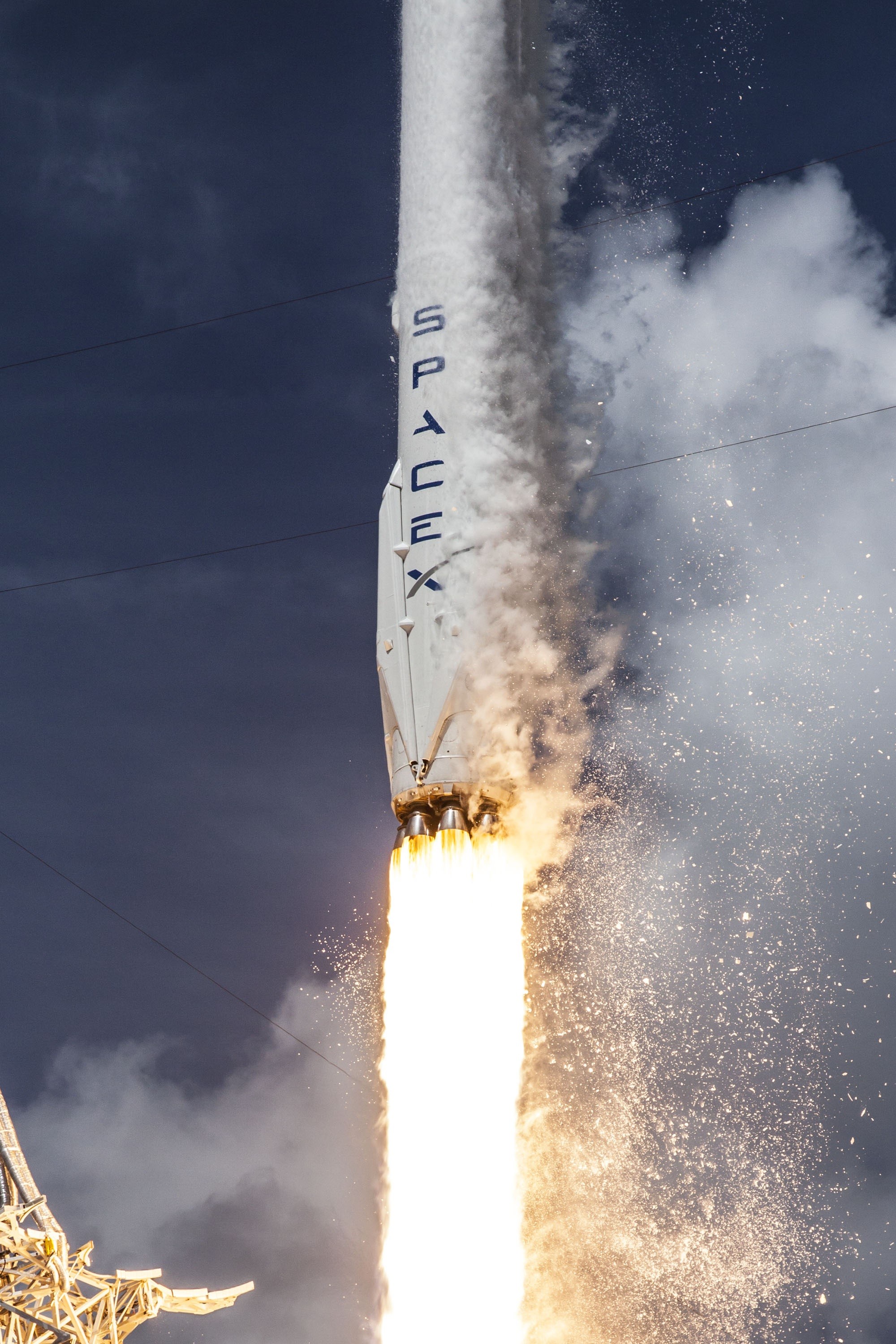 communication, launching, water, rocket, flames, missile, sunlight, spacex, countdown, transportation, no people, 2K, space, text, rocket launch, day, Phone HD Wallpaper