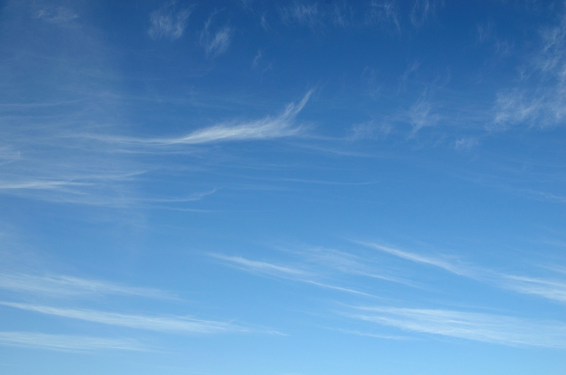 climate, cirrus, outdoors, backgrounds, tranquility, environment, cloud - Sky, sky, no people, clean, day, wispy, tranquil scene, blue, summer, full frame, HD Wallpaper