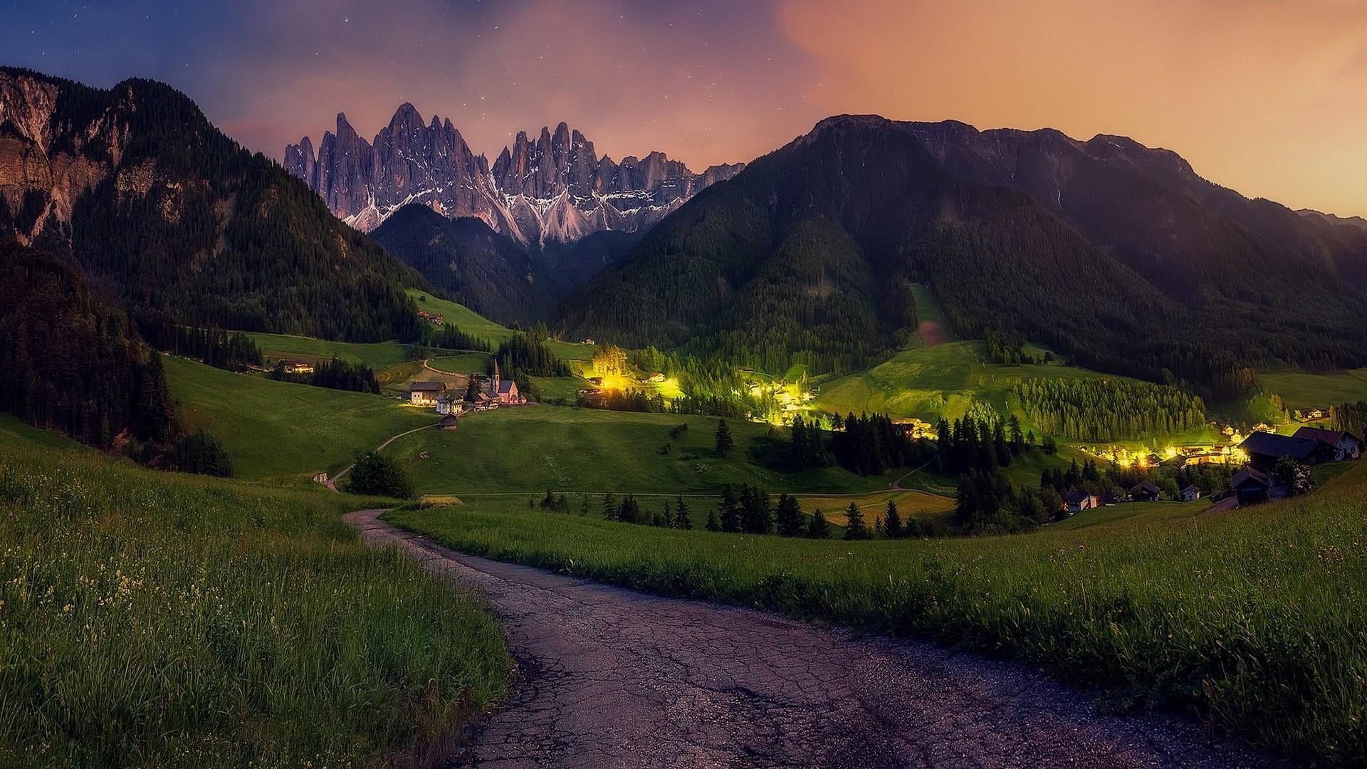 village, plant, valley, agriculture, south tyrol, mountain range, funes, alps, mountain peak, tranquility, dolomites, scenics - nature, eu, building, beauty in nature, HD Wallpaper