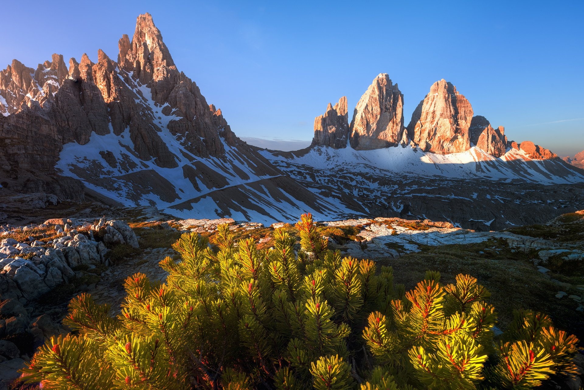 Mountain, Cliff, 1080P, Italy, Mountains, Landscape, Tre Cime di Lavaredo, Dolomites, Snow, HD Wallpaper