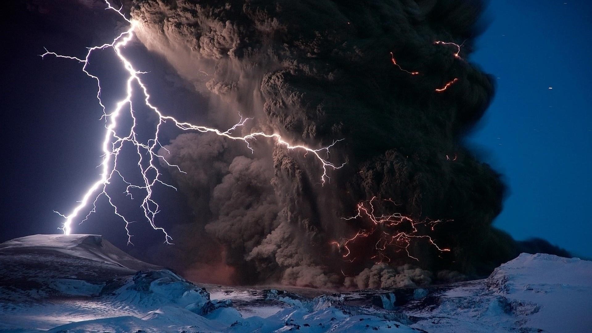 lightning, mountains, storm, mountain, thunder, nature, thunderstorm, snow, 1080P, HD Wallpaper