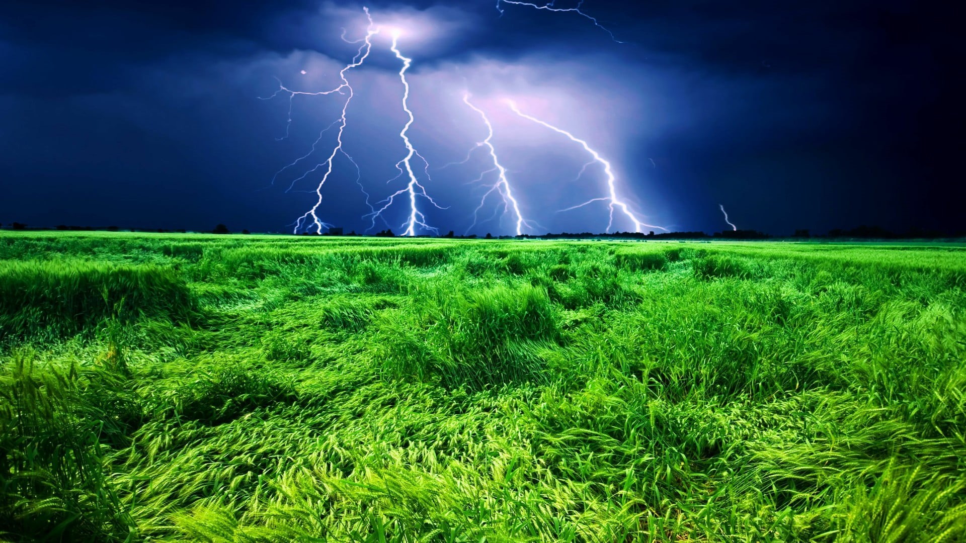 cloud - sky, energy, beauty in nature, sky, storm, night, thunderstorm, grassland, grass, power in nature, green color, 1080P, phenomenon, ominous, storm cloud, HD Wallpaper