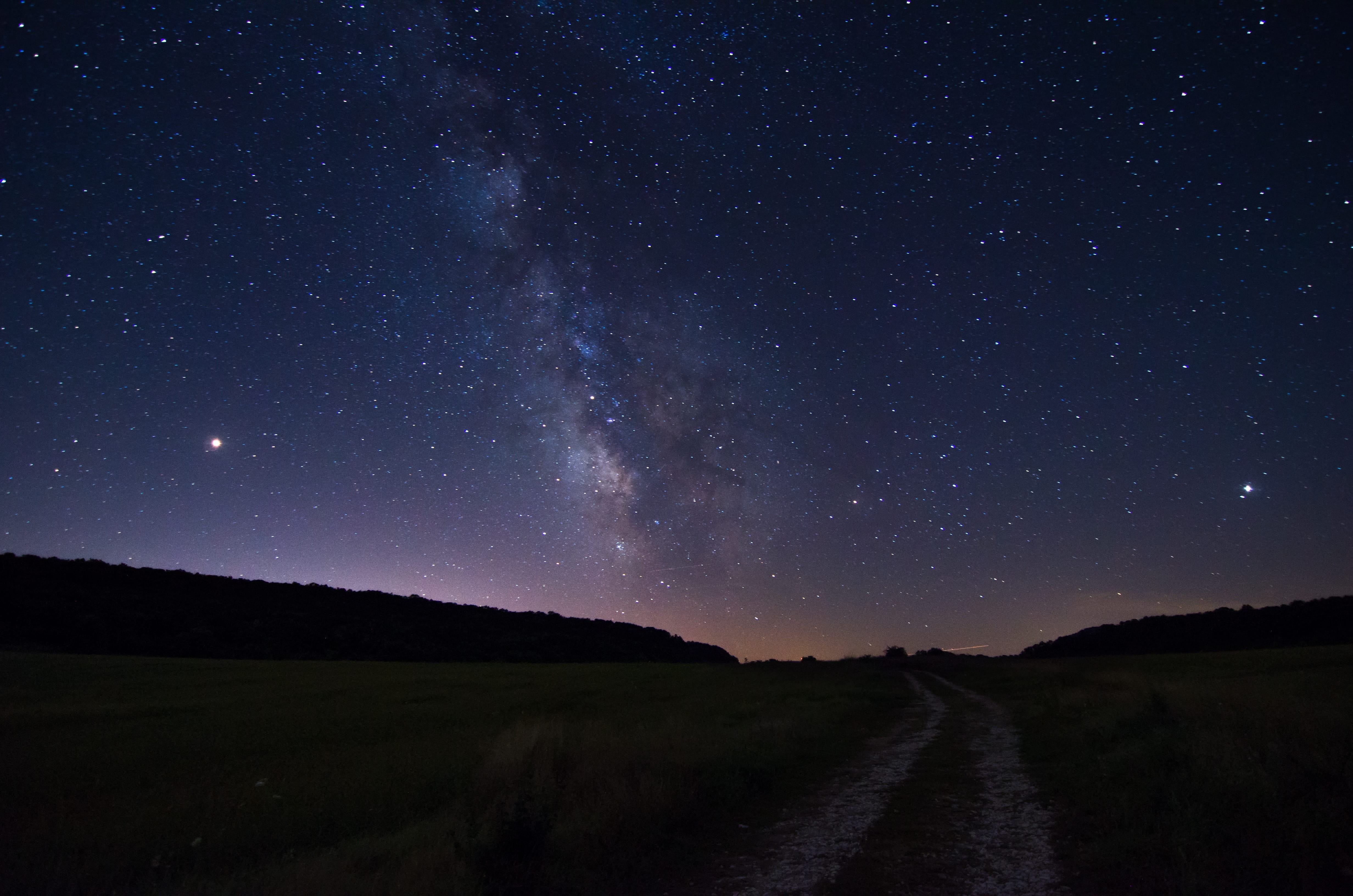 beauty in nature, tranquility, galaxy, universe, peaceful, space, field, tranquil scene, no people, milky way, idyllic, tranquil, night, night sky, HD Wallpaper